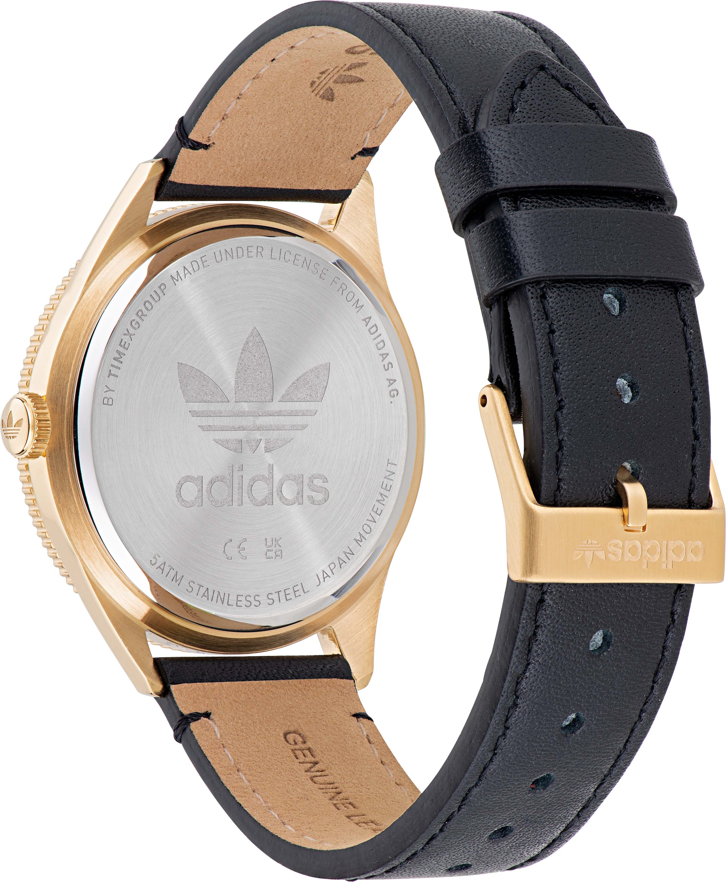 adidas Originals Quarzuhr »EDITION THREE«, Armbanduhr, Damenuhr, Herrenuhr, unisex, analog, Lederarmband