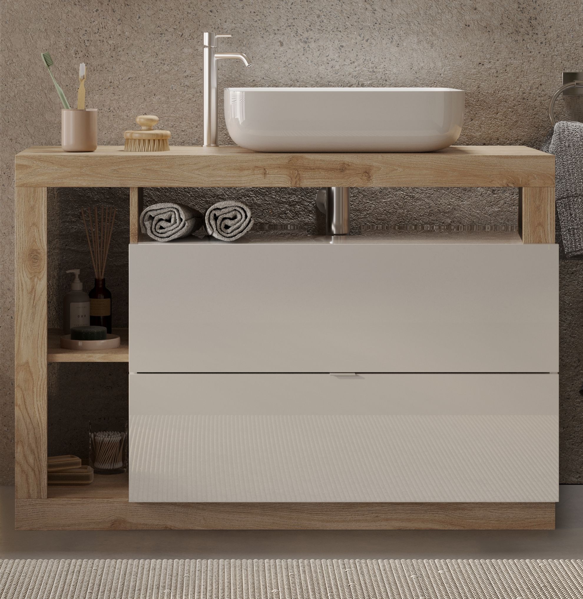 welltime Waschtisch "Hamburg" 2 Schubkästen, Breite 110 cm, Soft-Close, ink günstig online kaufen