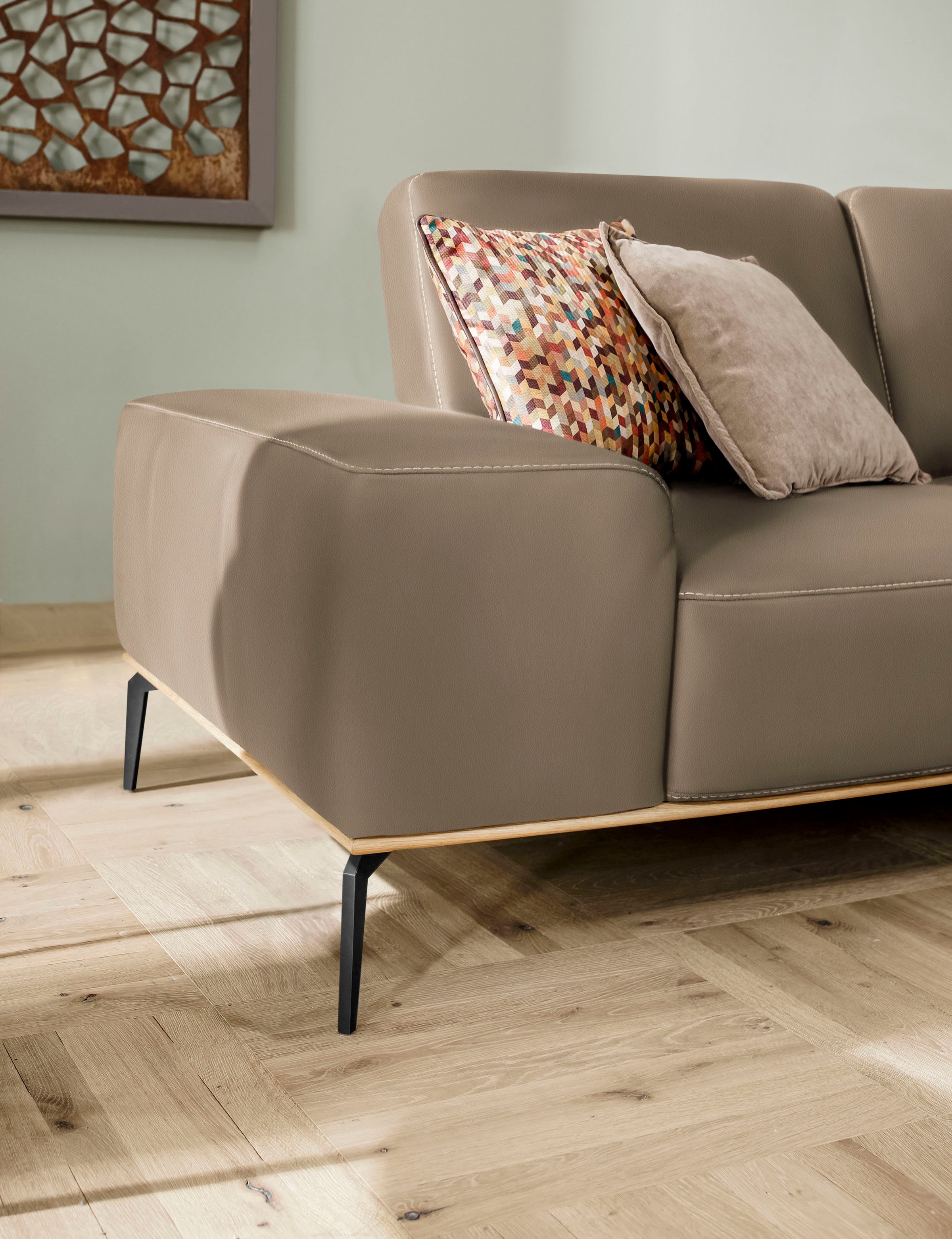W.SCHILLIG Ecksofa »run, Designsofa mit tollem Sitzkomfort, bequem, L-Form«, mit Holzsockel, Füße in Schwarz pulverbeschichtet, Breite 279 cm