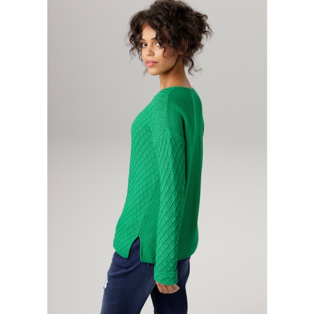 Aniston CASUAL V-Ausschnitt-Pullover, im trendigen Mustermix im Online-Shop  kaufen