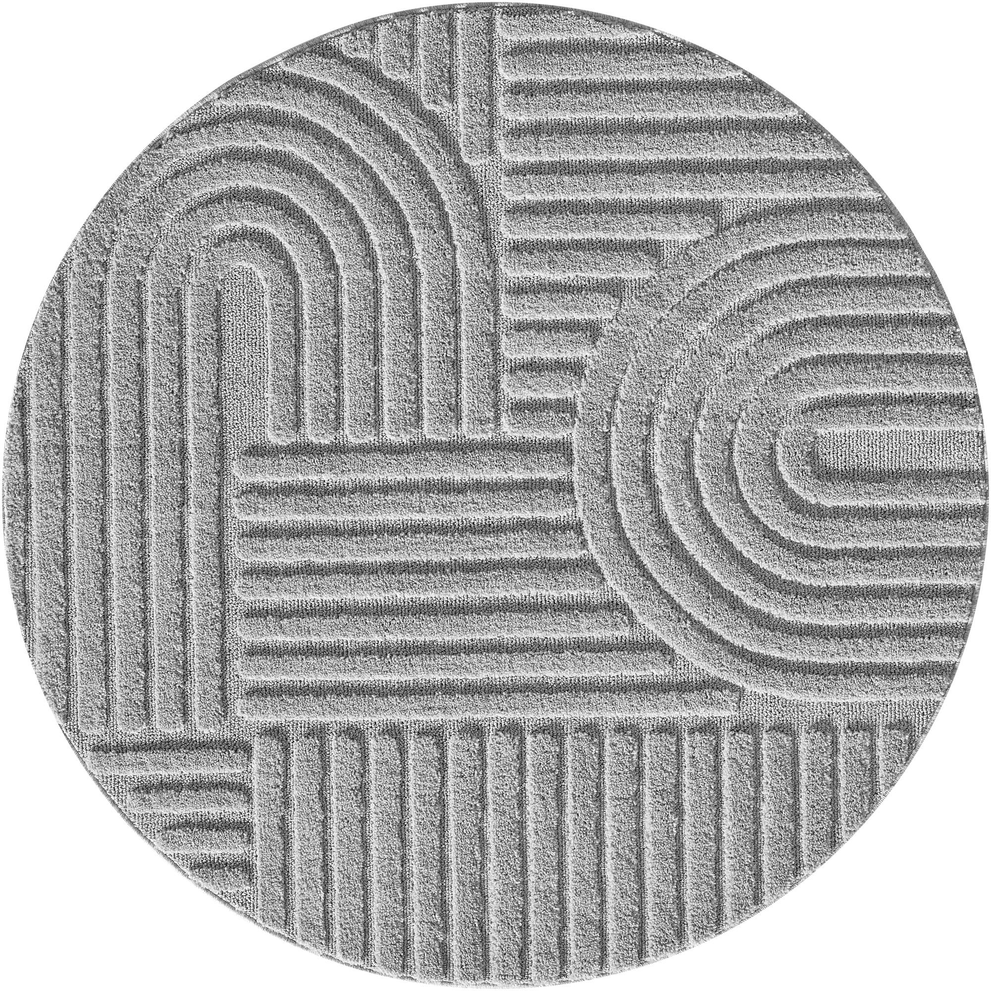 Ayyildiz Teppiche Teppich »ART 1121«, rund, 8 mm Höhe, 3D Hoch-Tief-Effekt, günstig online kaufen