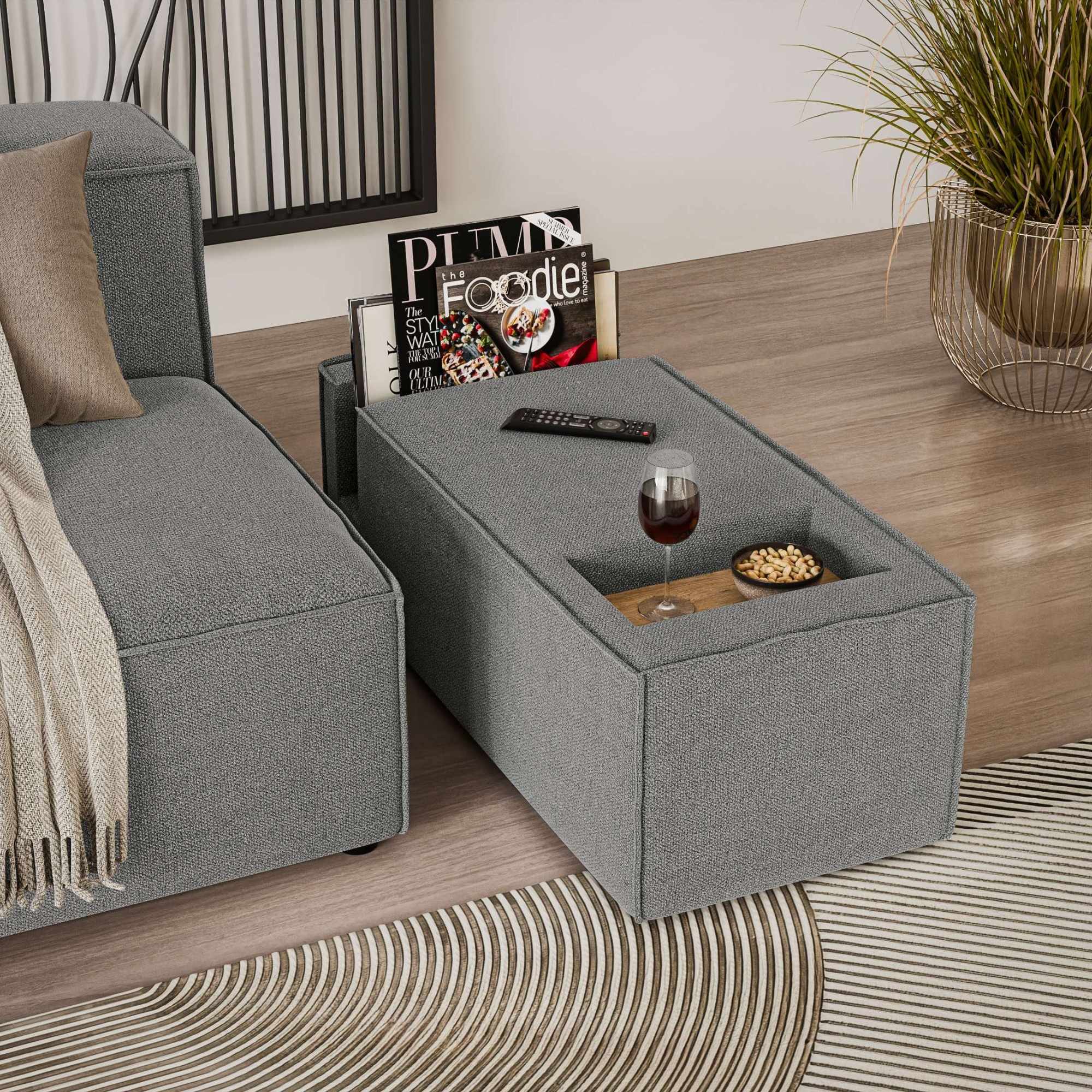 INOSIGN Sofaelement »HAILY Tisch für das Modulsofa, Maße B/T/H: 45/100/37 cm«, als Modul oder separat verwendbar, mit Steckfach und Ablagefläche