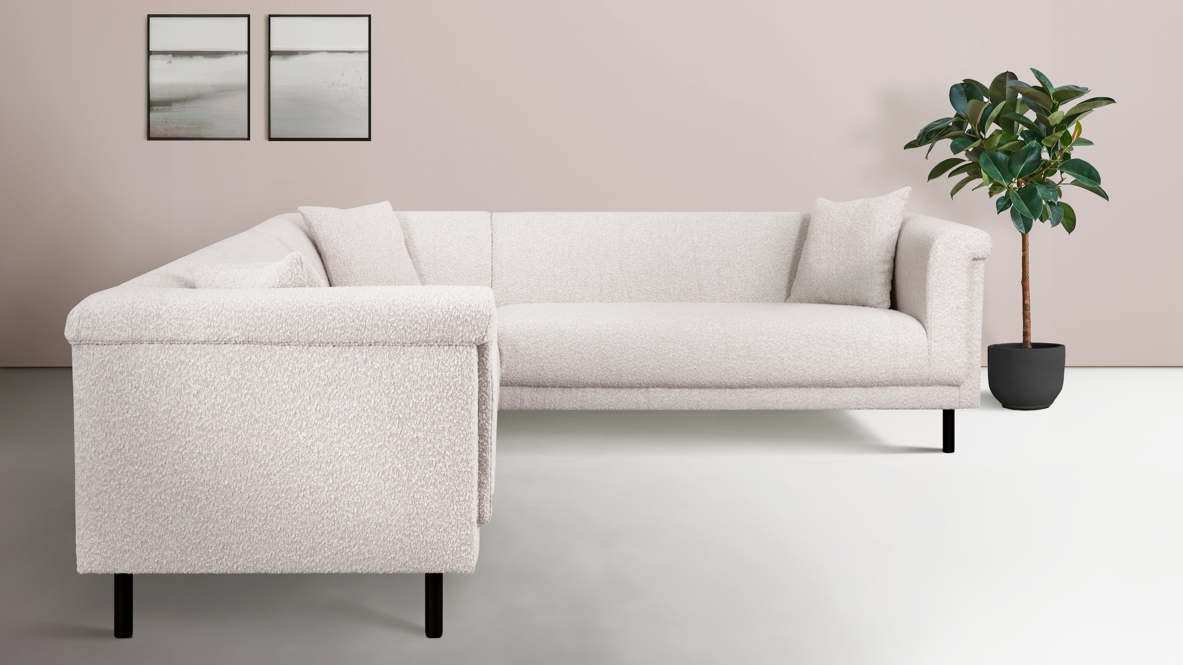 INOSIGN Ecksofa »AGNIA L-Form  B/T/H: 244/244/71 cm«, incl. Zierkissen, gleichschenklig, auch in Cord