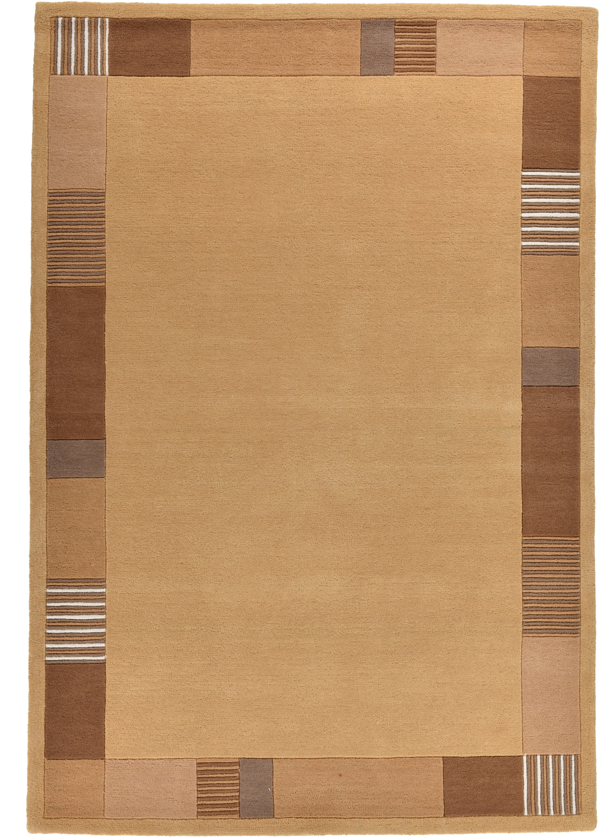 THEKO Wollteppich »Royal Nepali 3085«, rechteckig, 15 mm Höhe, reine Wolle, handgetuftet, Uni-Farben, mit Bordüre, modernes Design