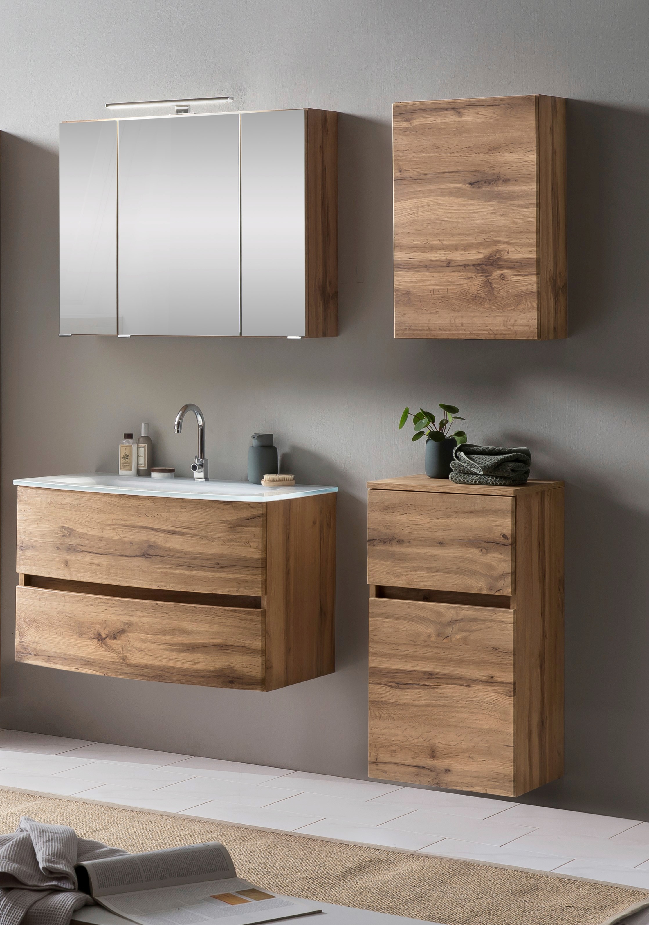 welltime Badezimmer-Set »Kaunas«, (Set, 4 St.), Breite 120 cm, Soft Close Funktion