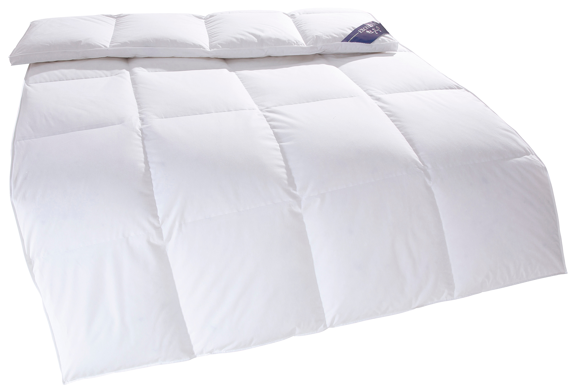 Excellent Daunenbettdecke + 3-Kammer-Kopfkissen »Venedig, 2-tlg, hergestellt in Deutschland, verschiedene Größen«, (Spar-Set, 2-Tlg.), Decke mit Kissen,Set, Sommer, Winter, Bettdecke 135x200 cm, 155x220 cm