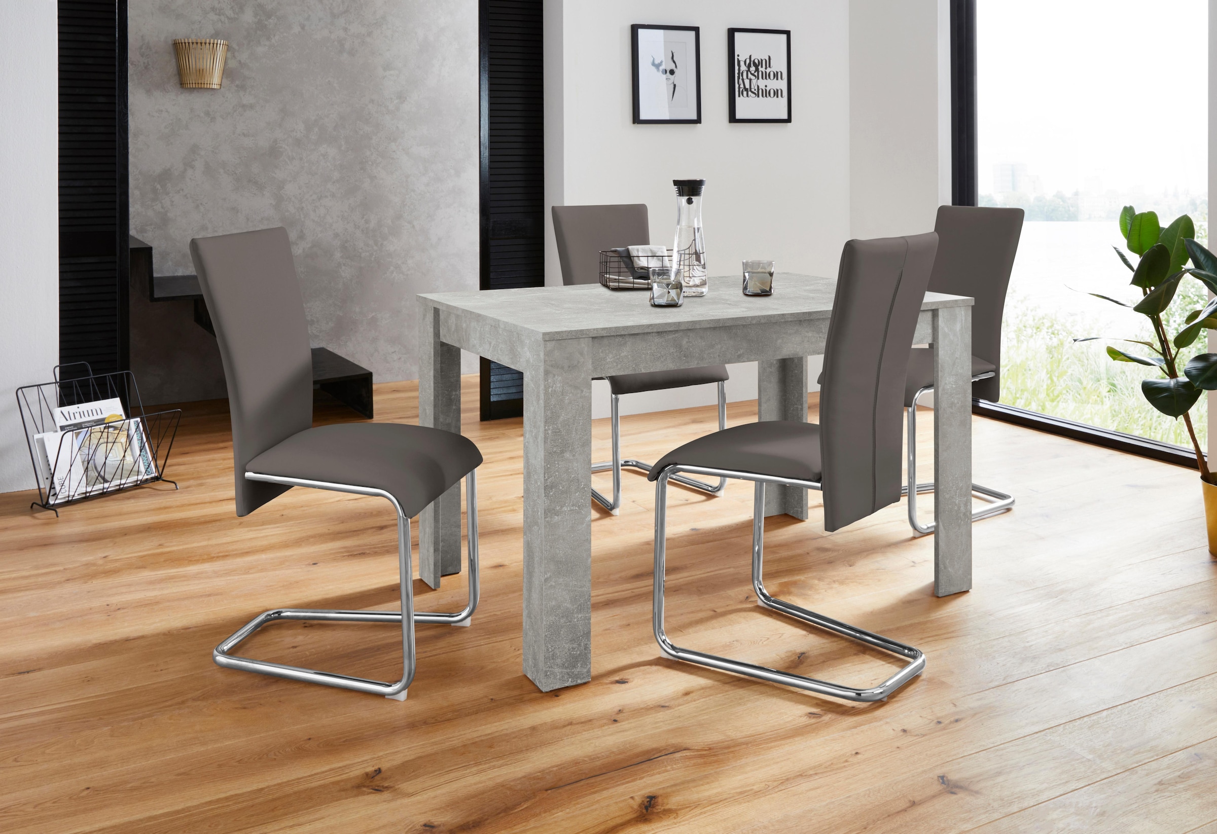 Homexperts Essgruppe »Nick2-Mulan«, (Set, 5 tlg.), mit 4 Stühlen, Tisch in  Beton-Optik, Breite 120 cm im Online-Shop bestellen