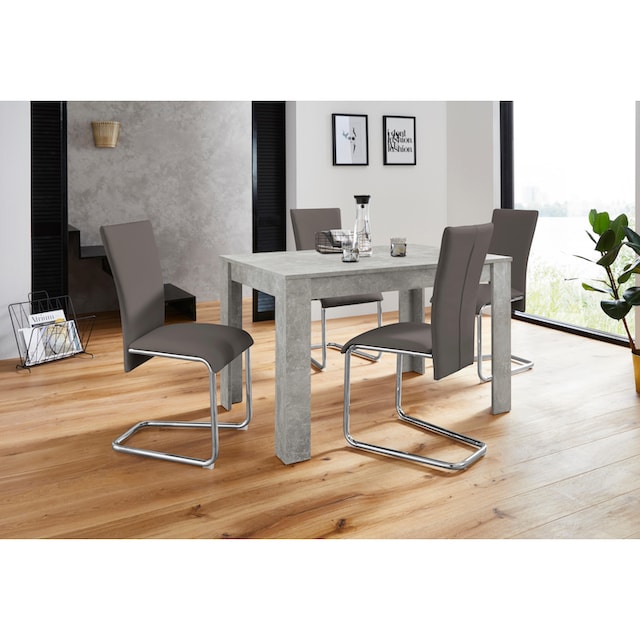 Homexperts Essgruppe »Nick2-Mulan«, (Set, 5 tlg.), mit 4 Stühlen, Tisch in  Beton-Optik, Breite 120 cm im Online-Shop bestellen