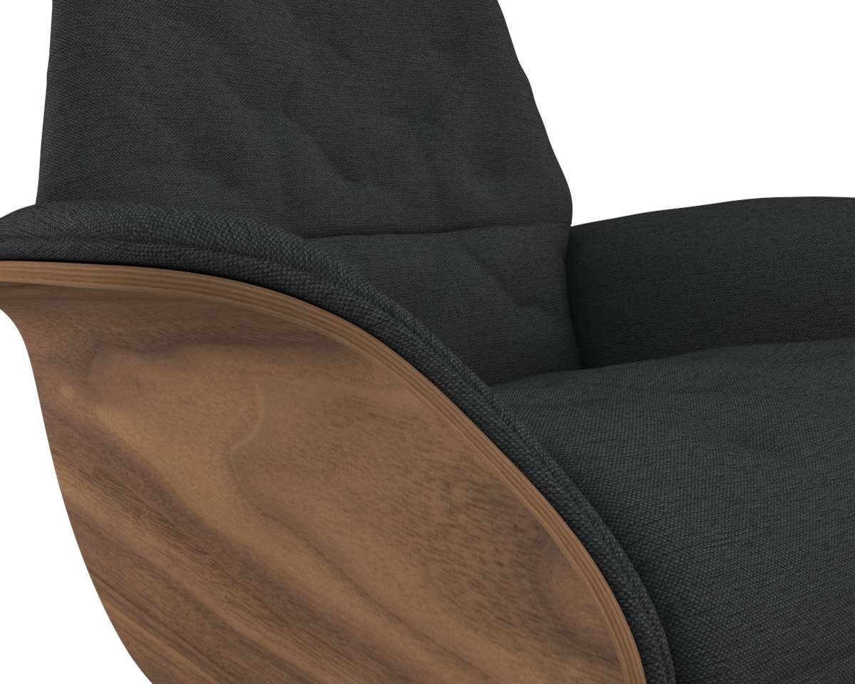 FLEXLUX Relaxsessel »Volden elektrischer Funktionsessel«, Größe M, Rücken & Fußteil elektrisch, Akku, Arml. Walnuss, Fuß Alu
