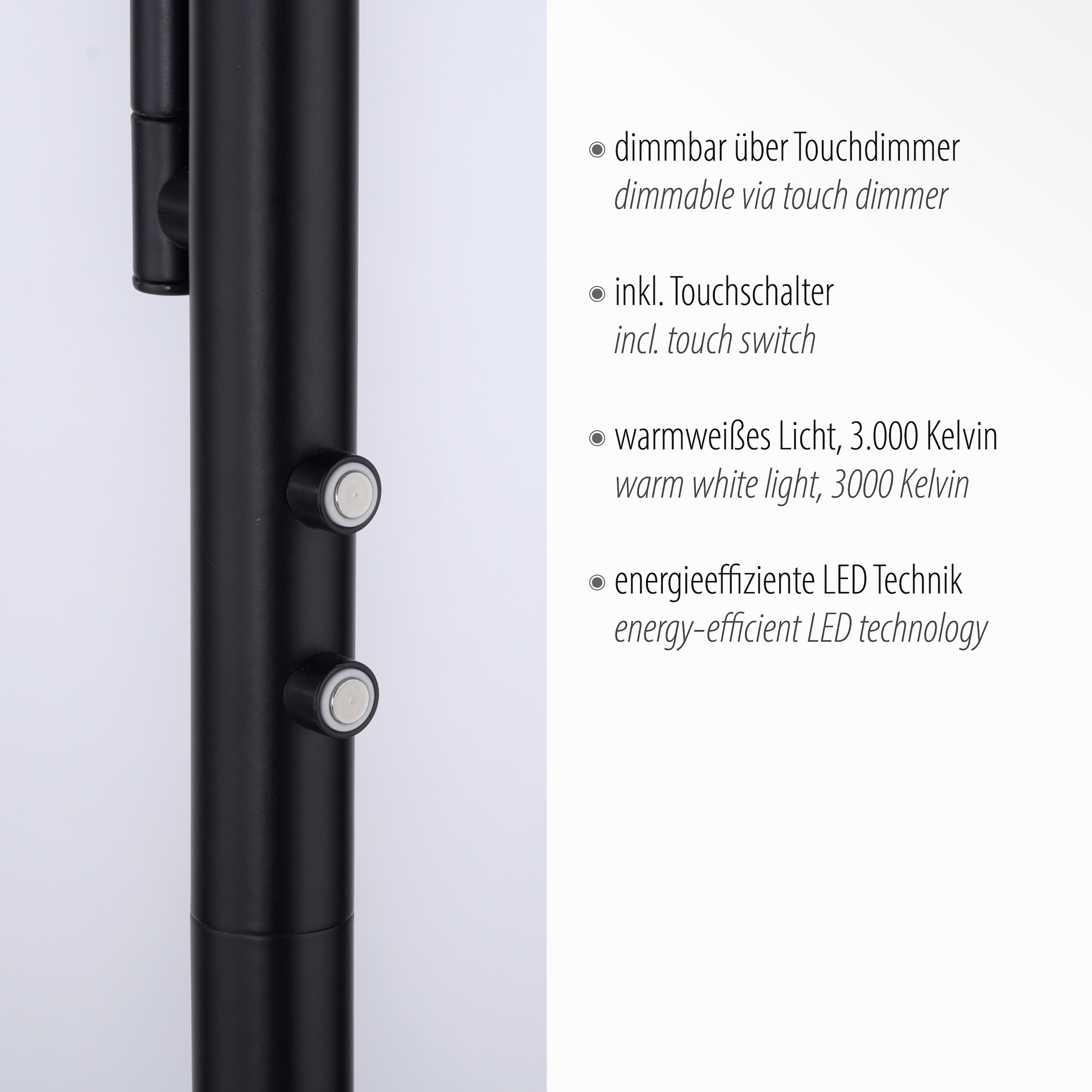 JUST LIGHT Stehlampe »HANS«, 2 flammig, Leuchtmittel LED-Board-LED-Board | LED fest integriert-LED fest integriert, LED, dimmbar über Touchdimmer, Schalter, Touchschalter