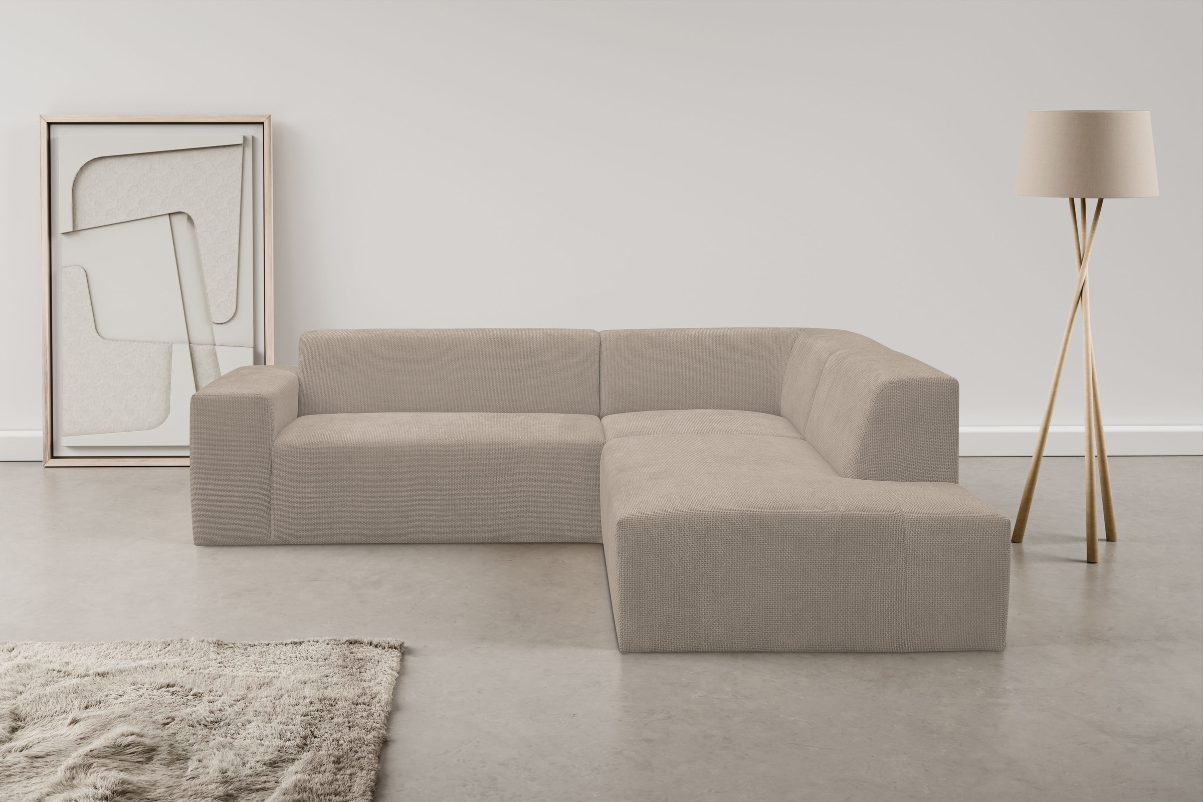 WERK2 Ecksofa »Zeus-M, tolles Sofa mit schönen Details, L-Form«, Curvy Tren günstig online kaufen