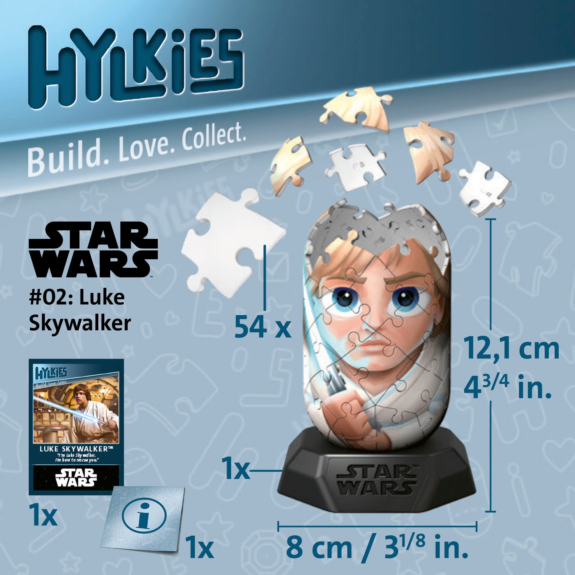 Ravensburger 3D-Puzzle »Star Wars Hylkies Sammelfigur #02 Luke Skywalker«, Made in Europe
