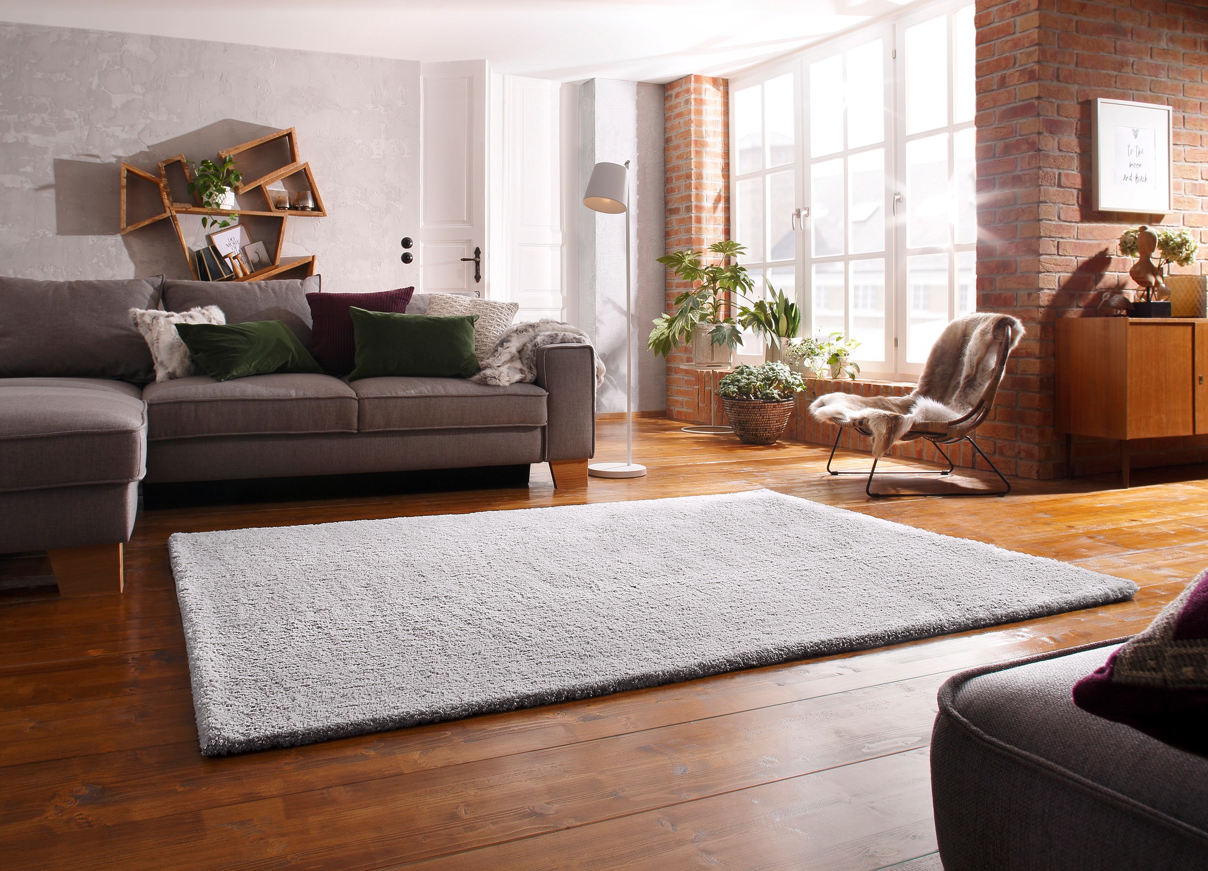 my home Hochflor-Teppich »Microfaser Teppich Magong, besonders weich, sehr feiner Flor«, rechteckig, 25 mm Höhe, uni, Wohnzimmer, Schlafzimmer, Kinderzimmer, auch rund und als Läufer