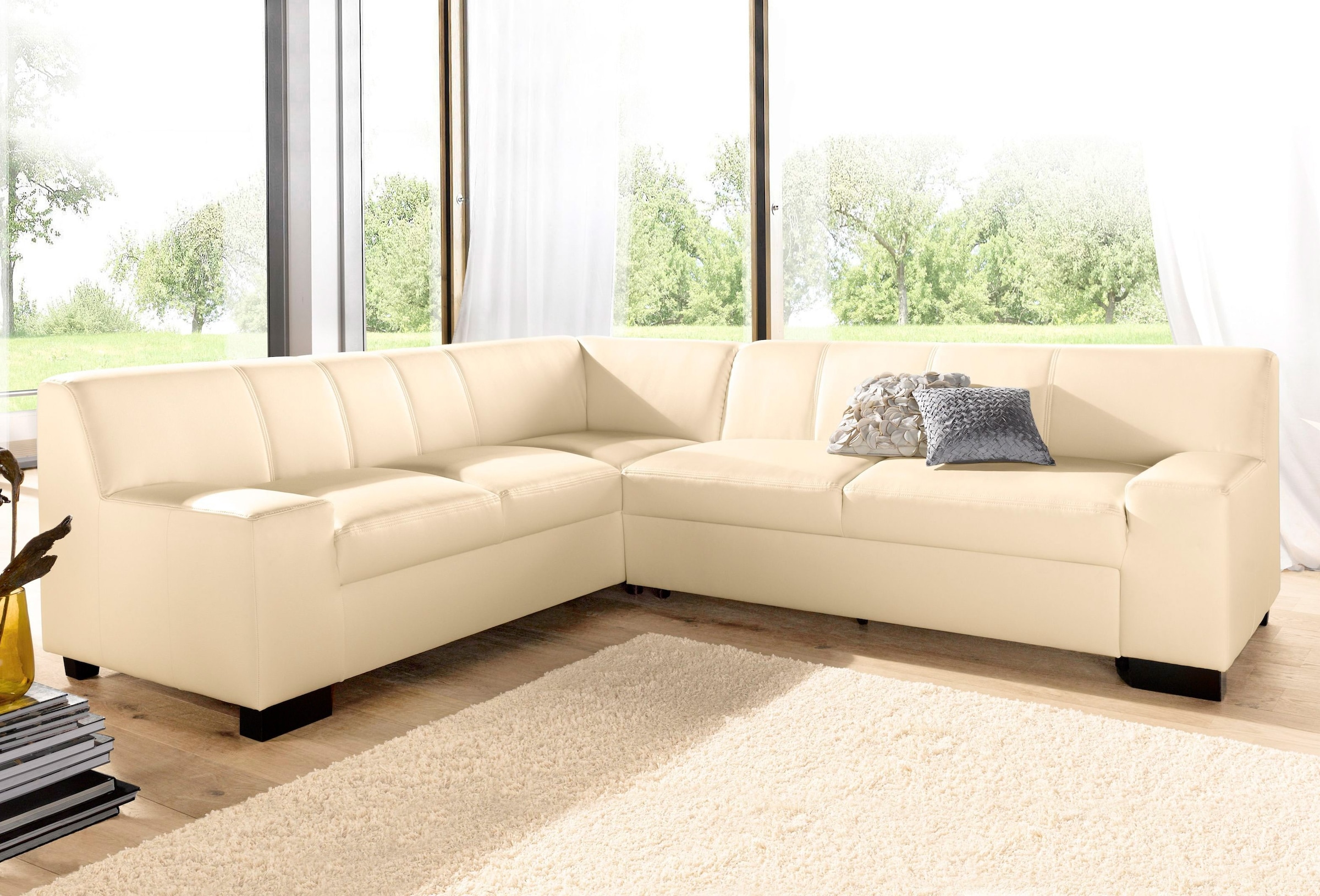 DOMO collection Ecksofa »Norma, moderne Armlehnen, zeitlos und elegant, L-F günstig online kaufen