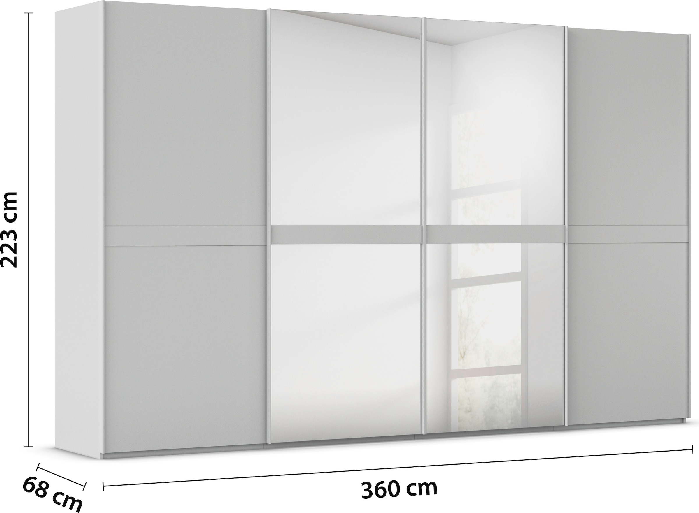rauch Schwebetürenschrank »Kleiderschrank Schrank Garderobe Schlafzimmerschrank SCALE-LINE«, edle Optik mit Bauchbinde in Korpusfarbe mit Spiegel MADE IN GERMANY