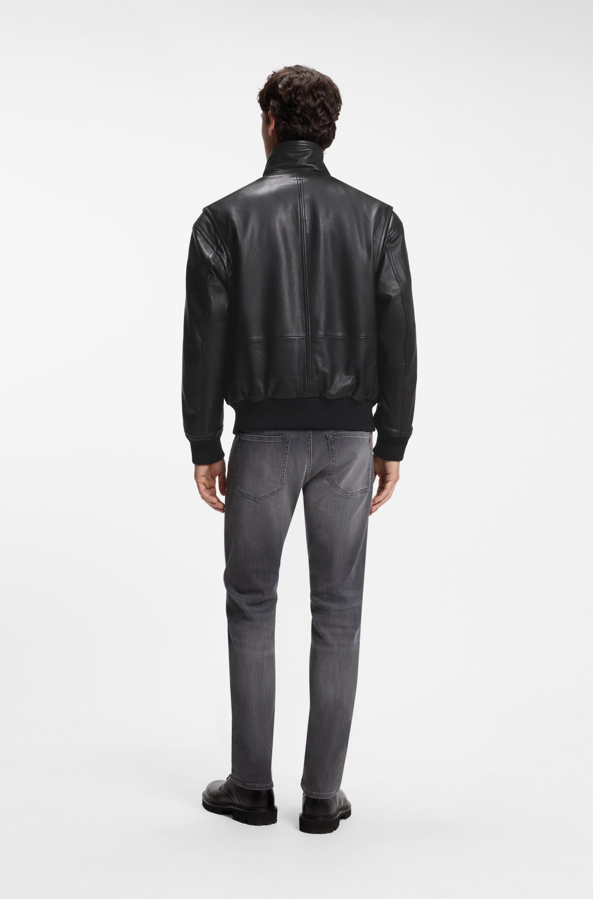 BOSS ORANGE Lederjacke »Jolights« Weiches, strukturiertes Schafleder, Relaxed Fit, abnehmbares Inlay