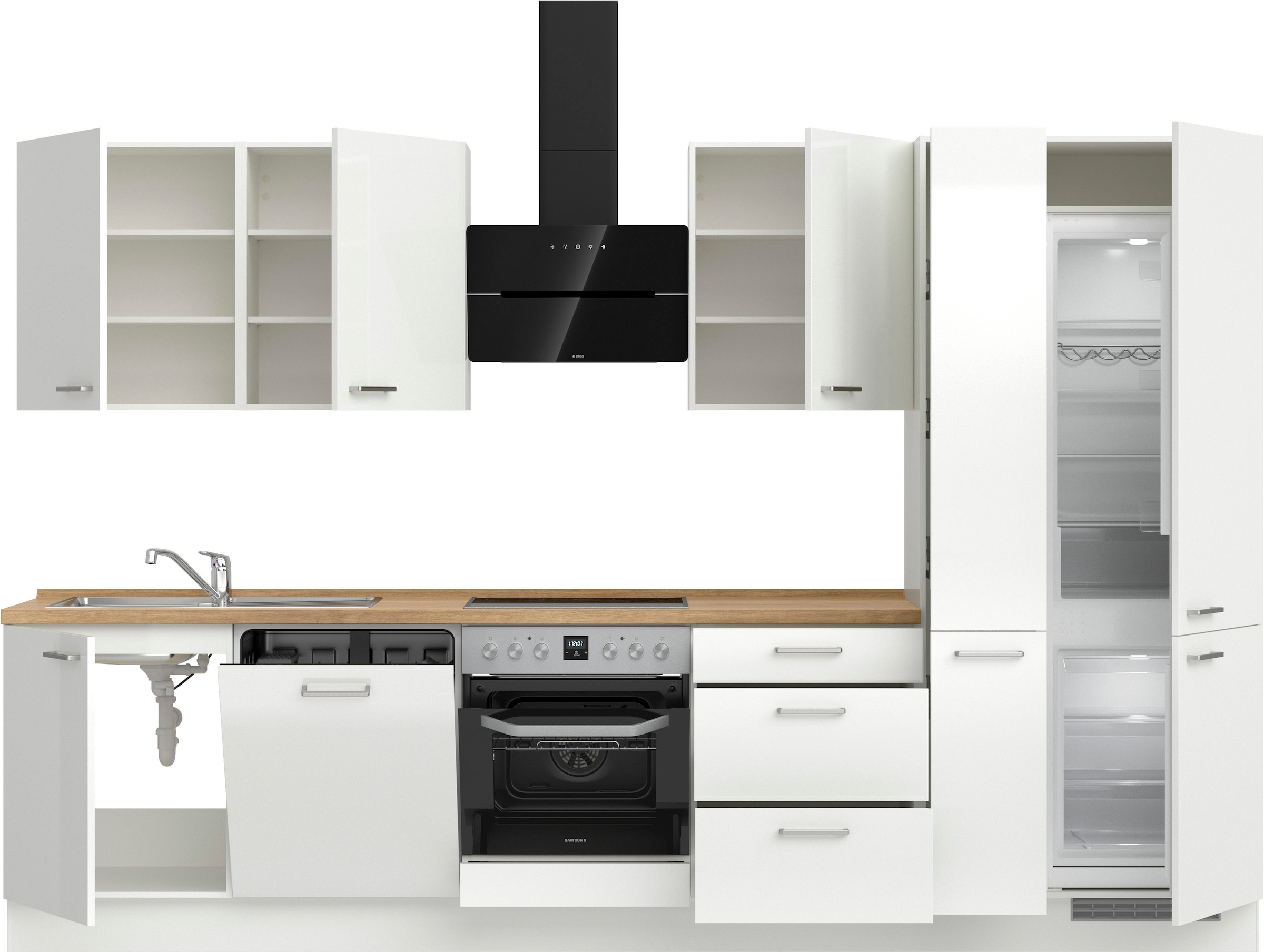 nobilia® Küchenzeile »"Flash II"«, vormontiert, Ausrichtung wählbar, Breite 330 cm, wahlw. mit E-Geräten