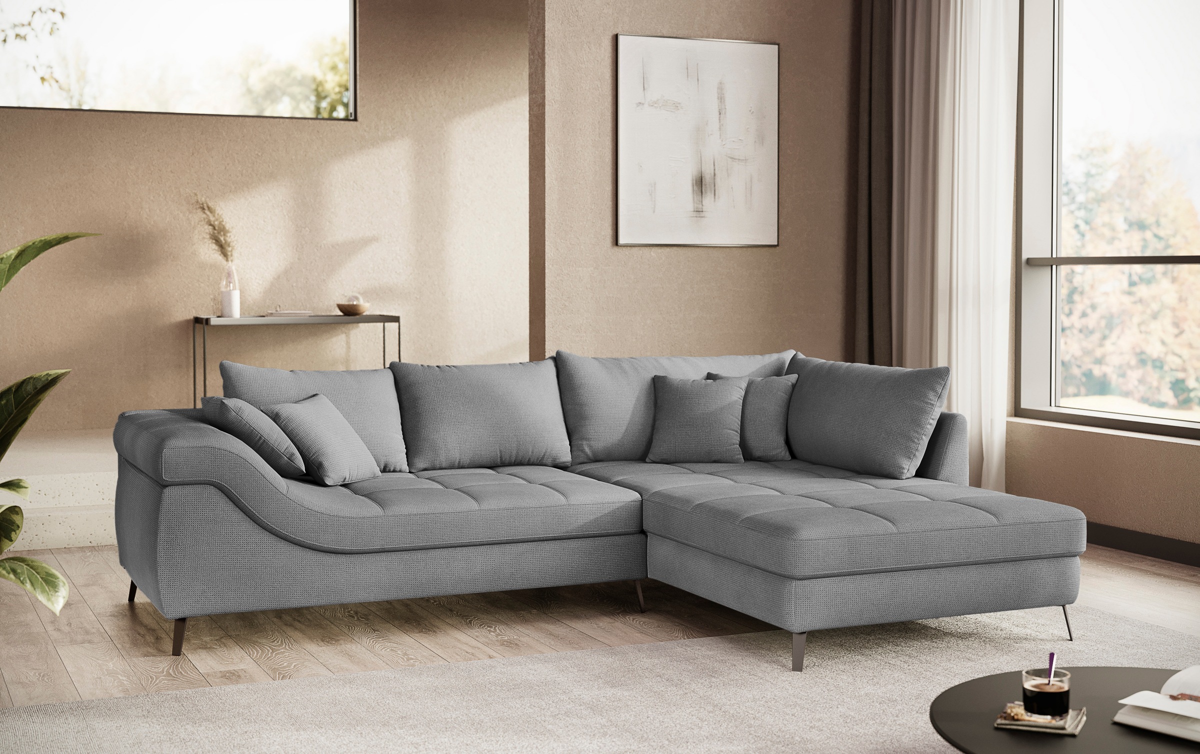Mr. Couch Ecksofa »Portofino L-Form«, 4 Bezugsqualitäten, 13,5 cm hohe Meta günstig online kaufen