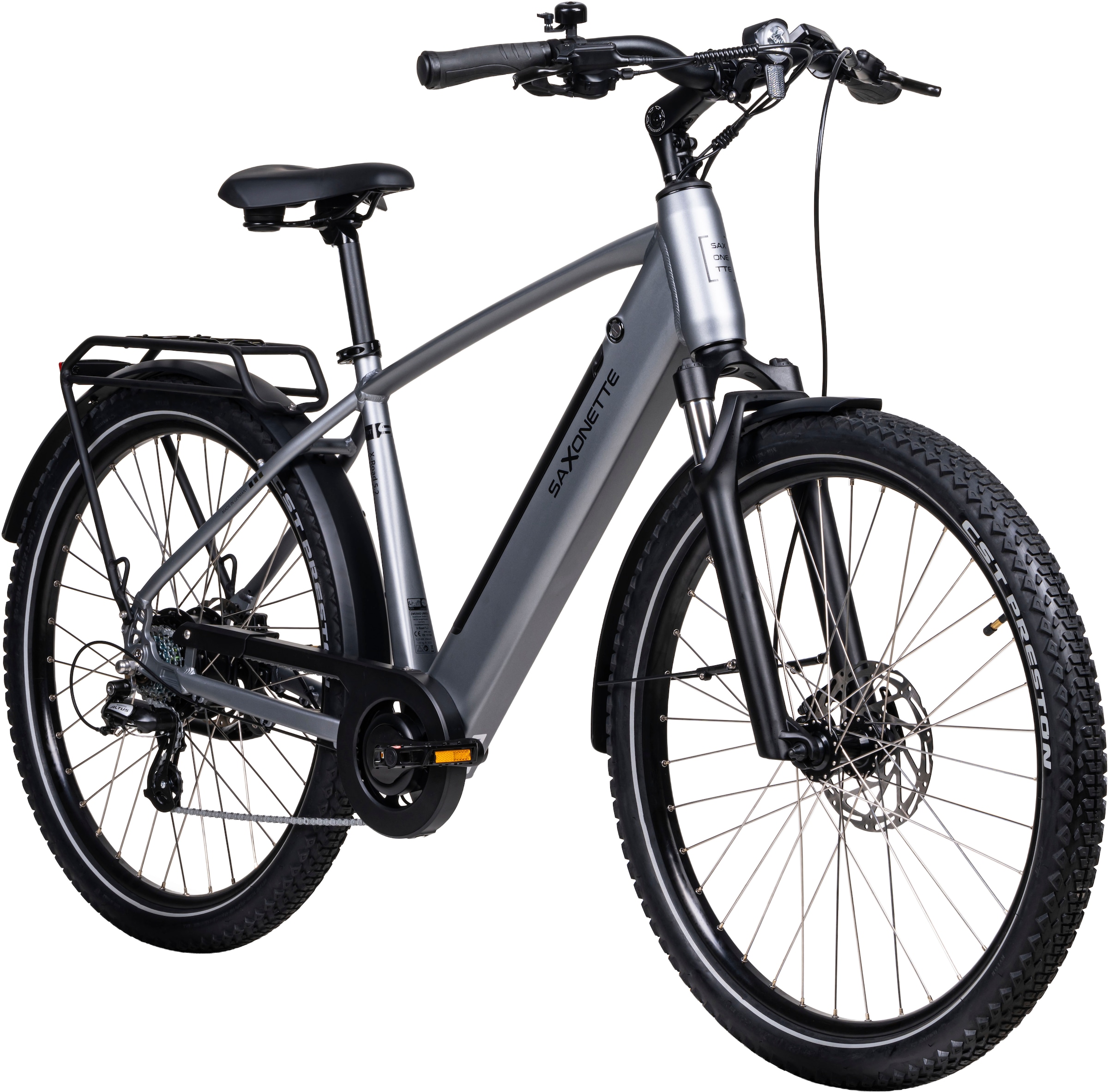 SAXONETTE E-Bike »SAXONETTE X-Road 5.0 E- All Terrain Bikes«, 7 Gang, Shimano, Altus 7 Gänge, Heckmotor 250 W, (Packung), (mit integr. Akku), Elektrofahrrad für Alltag und Einkauf