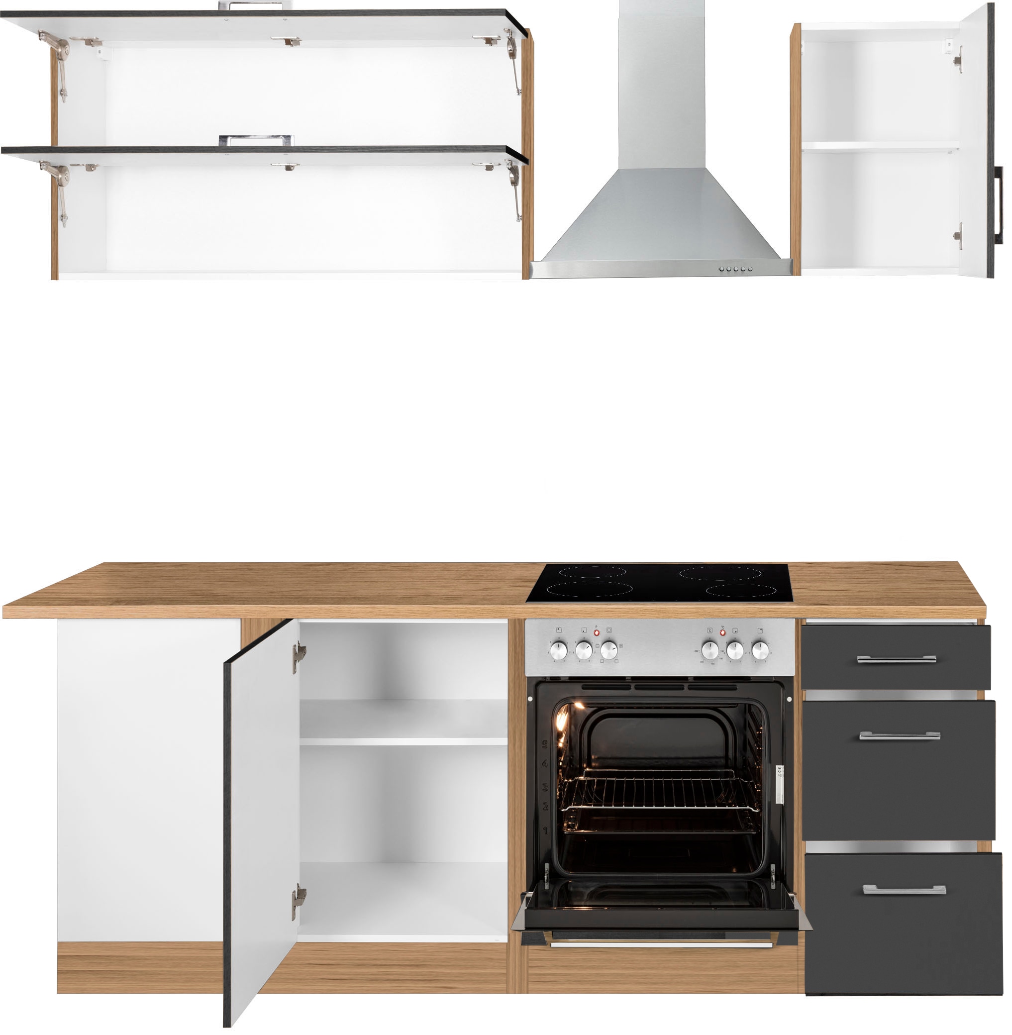 KOCHSTATION Winkelküche »KS-Colmar«, mit E-Geräten, Stellbreite 210/210 cm