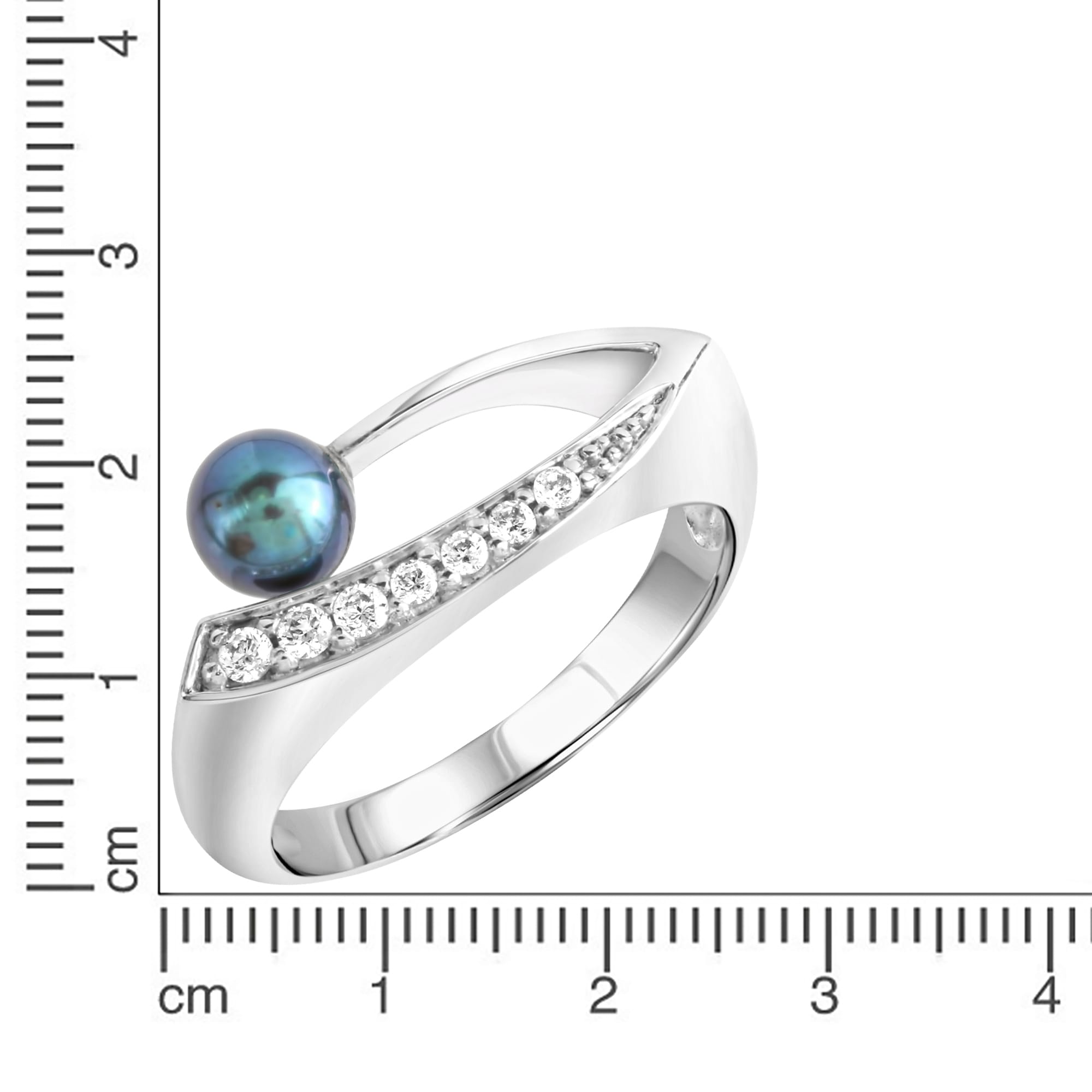 Zeeme Fingerring »Silber 925 rhodiniert mit schwarzer Perle & Zirkonia weiß günstig online kaufen