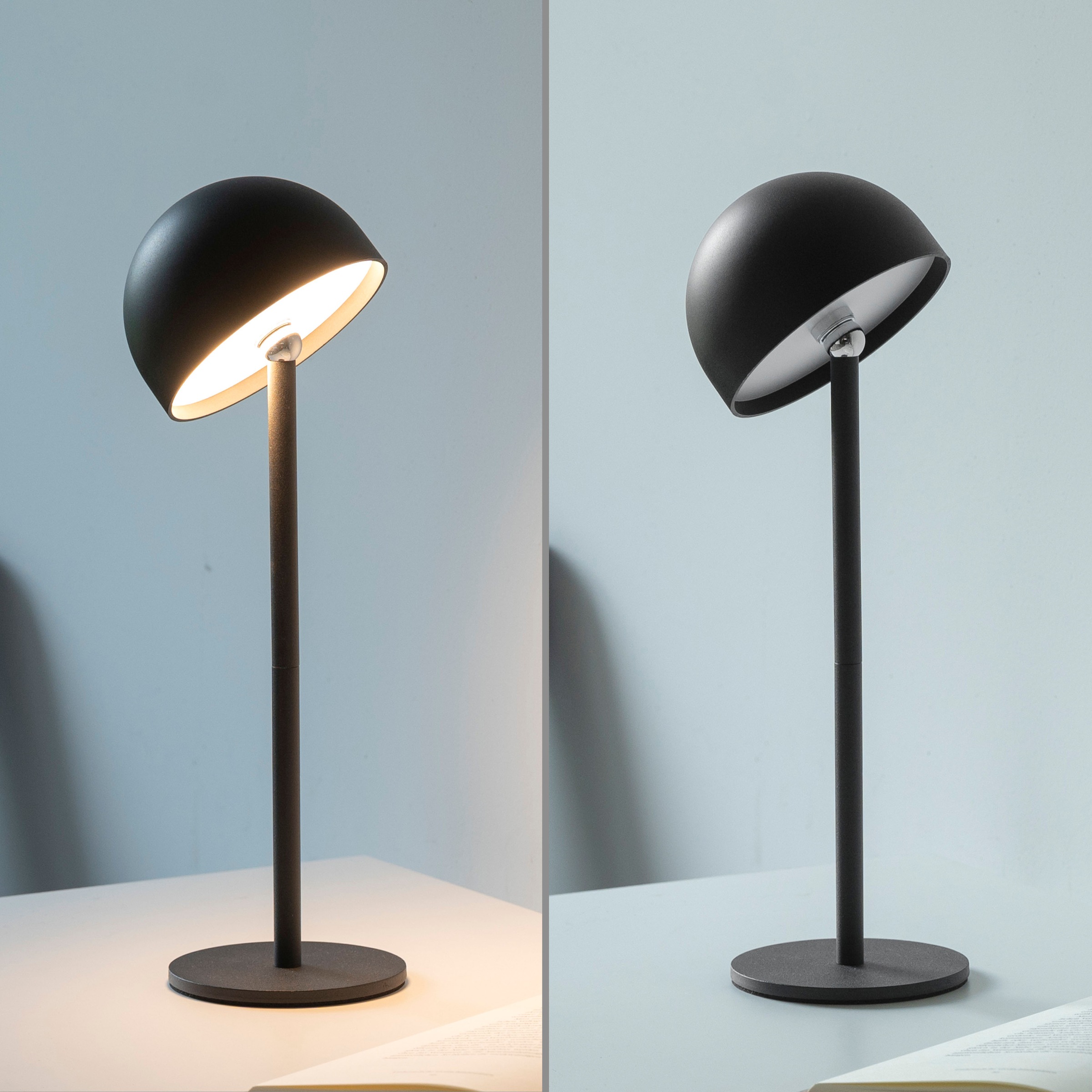 OTTO home Tischleuchte »Akku Tischlampe Gerrin Indoor Outdoor, magnetischer Flaschenaufsatz« LED-Board Warmweiß Pilzlampe Flaschenaufsatz, Regulierung der Lichtstärke, Pilz, Lampe