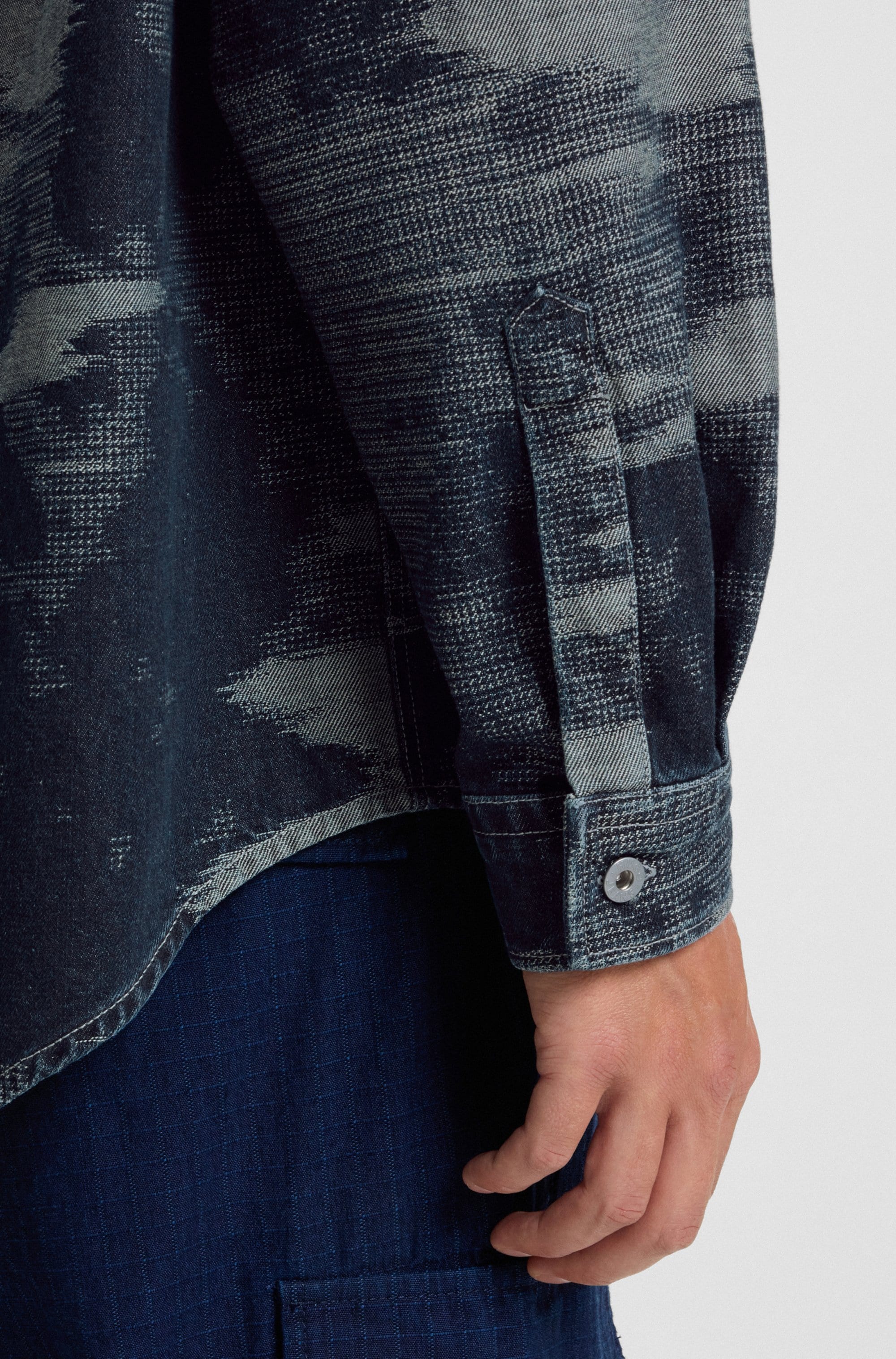 HUGO Blue Langarmhemd »Ebalto« Kentkragen, oversize fit, Jacquard-Muster