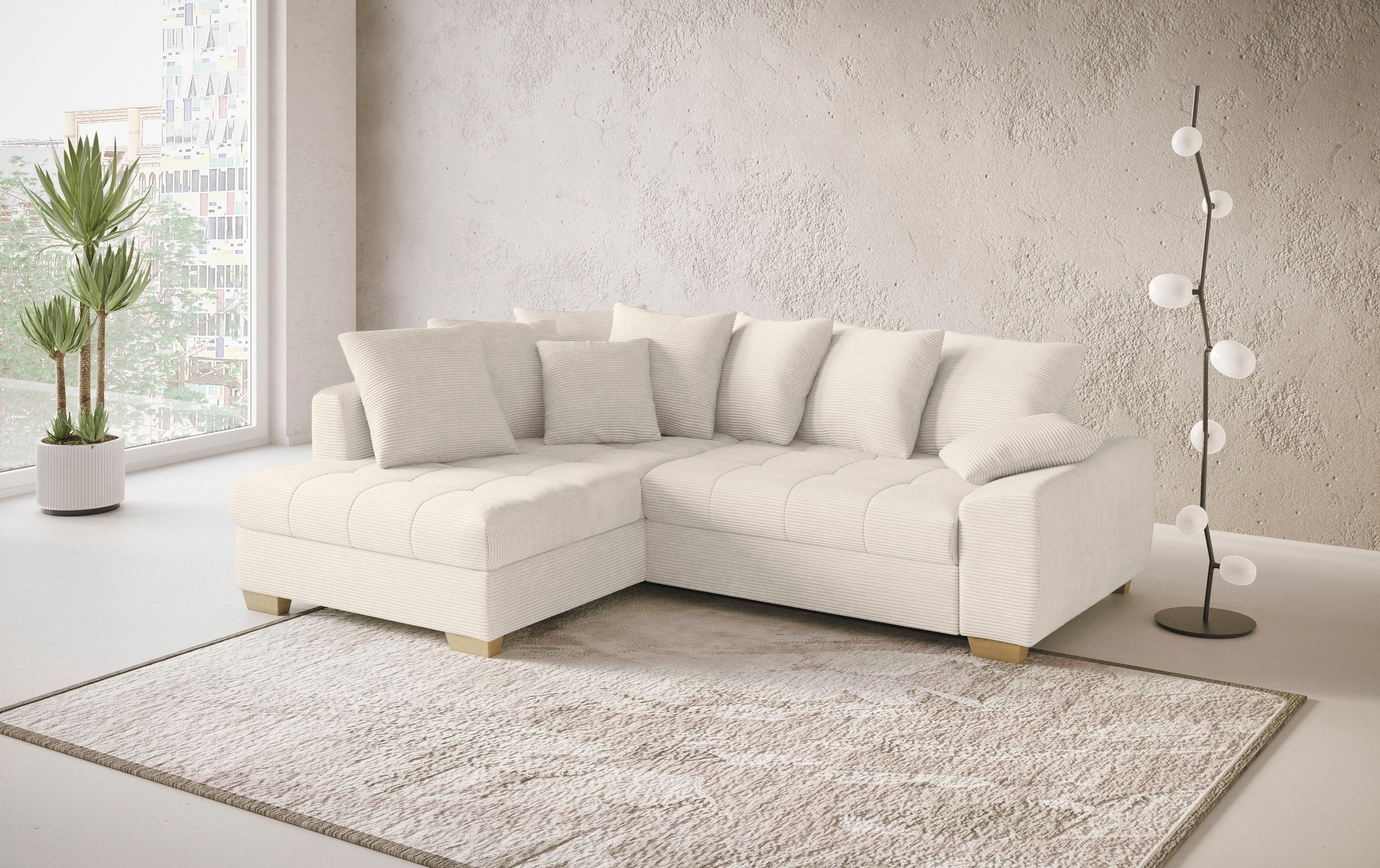 Mr. Couch Ecksofa »Nikita II, L-Form«, Wahlweise mit Bettfunktion, Bettkasten & RGB-LED-Beleuchtung