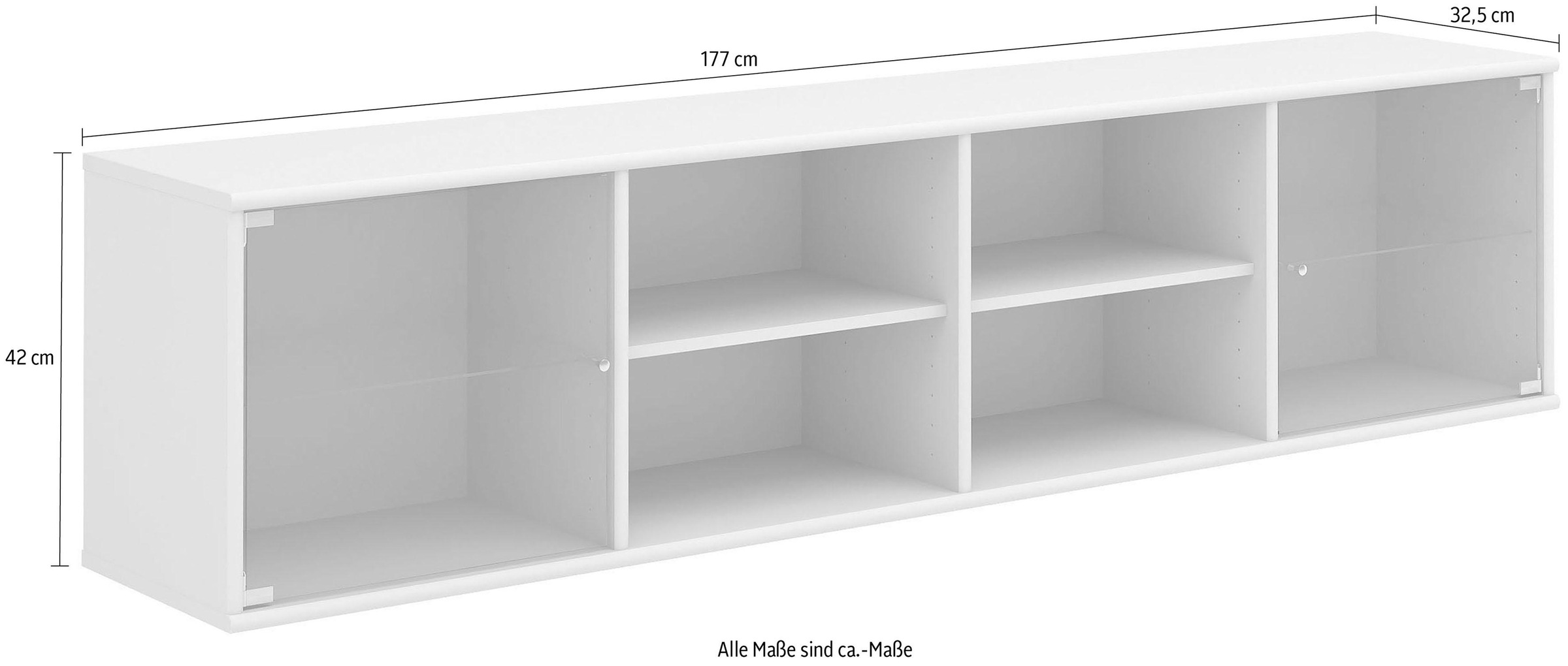 Hammel Furniture Regal »Mistral, Hochwertig Lowboard, hängend/stehend montierbar«, mit zwei Glastüren, B: 177 cm, lowboard, anpassungsbar Designmöbel