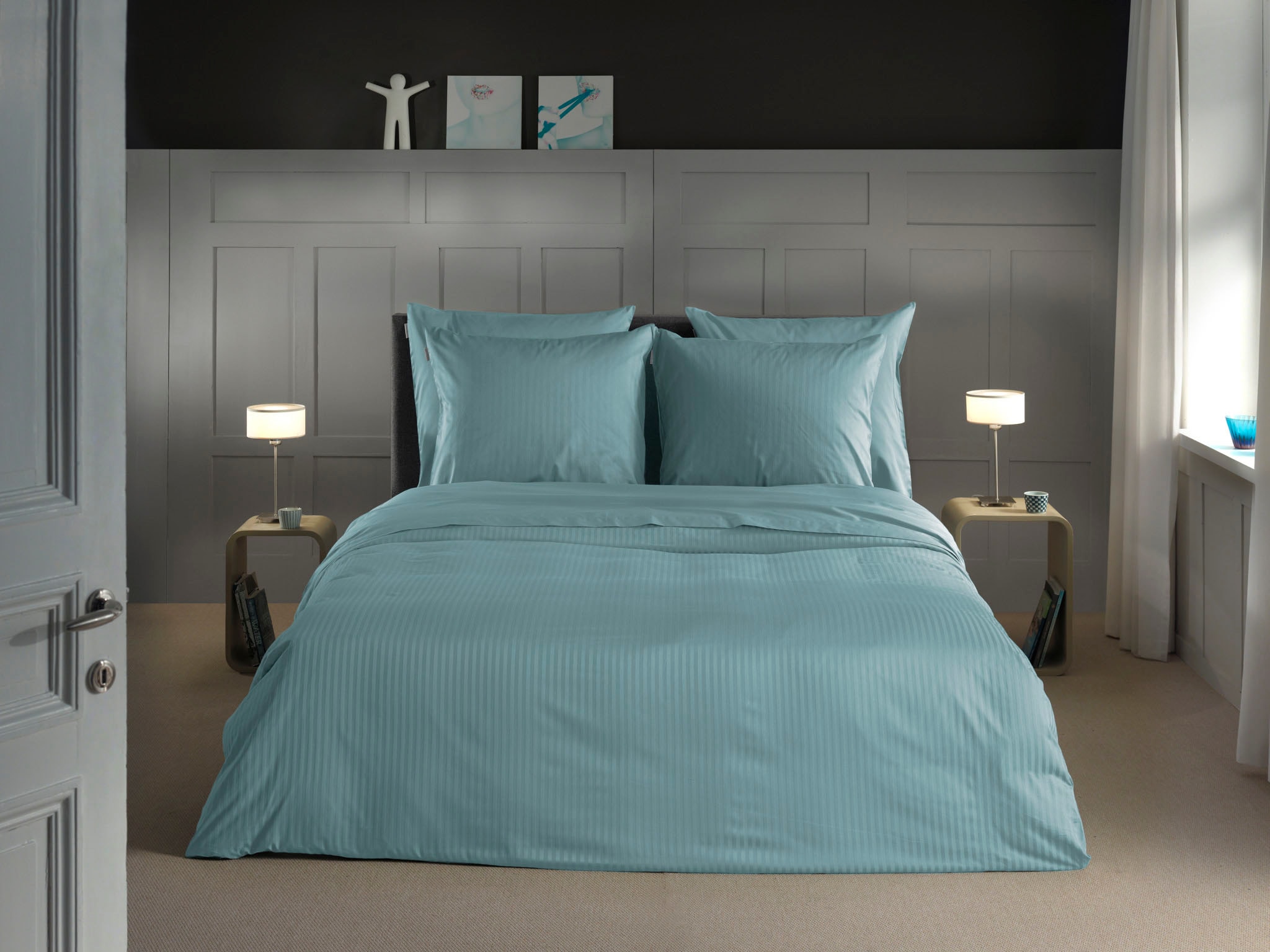 Heckett & Lane Bettwäsche »Banda« 2 tlg. hochwertiges Mako-Satin, Streifen günstig online kaufen