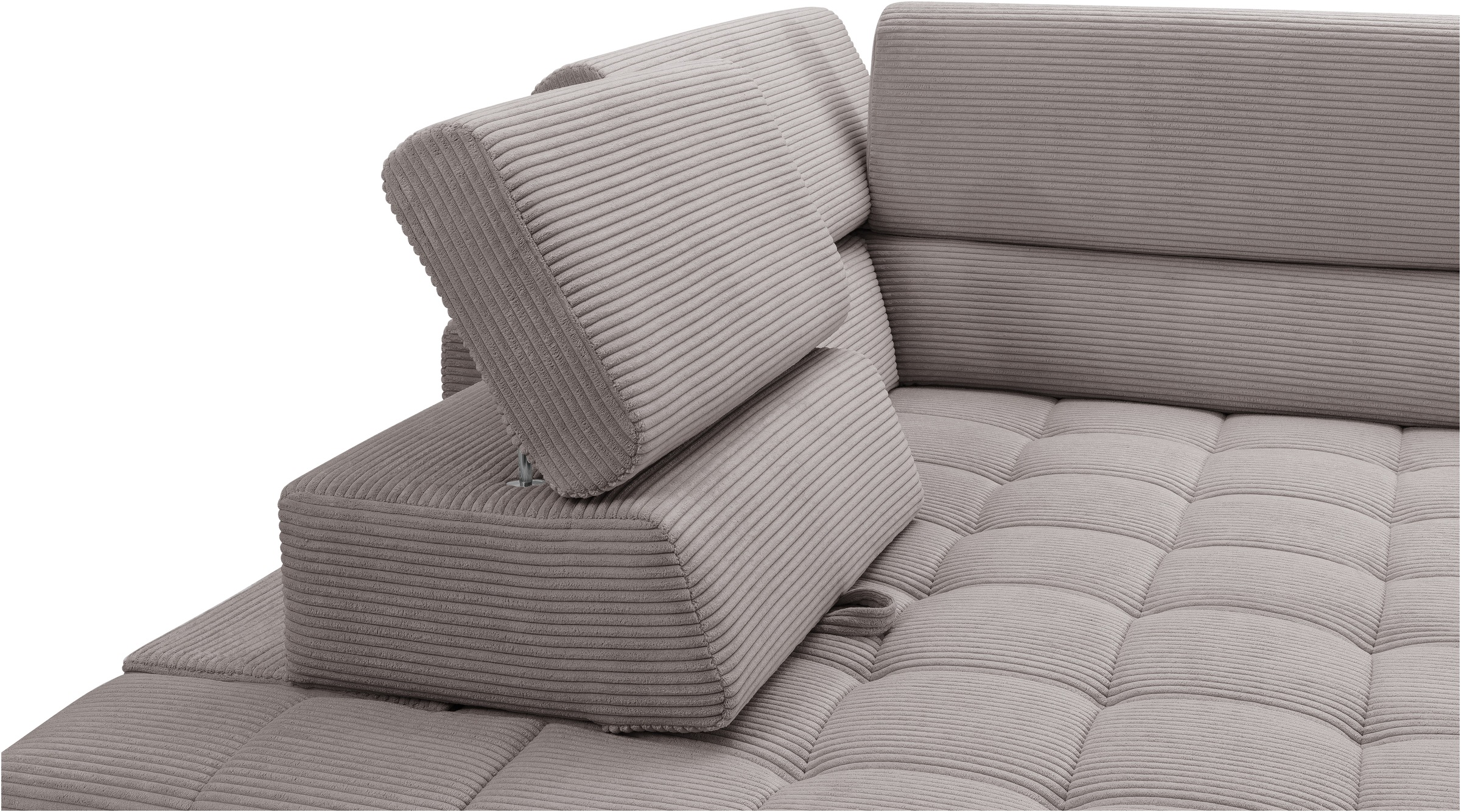 exxpo - sofa fashion Ecksofa »Elianos, hoher Sitzkomfort, aufwendige Kreuzsteppung im Sitz, L-Form«, Kopfteile & Sitztiefe verstellbar, mit Bettfunktion, Cord, cappuccino