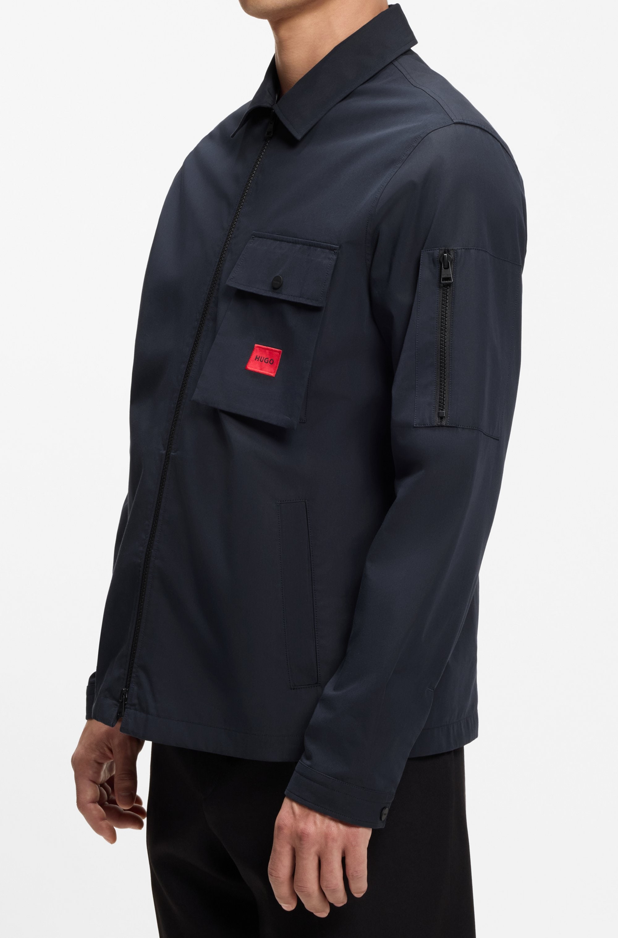 HUGO Langarmhemd »Emmond« Oversize Fit, 2-Wege-Zipper, Baumwoll-Mix