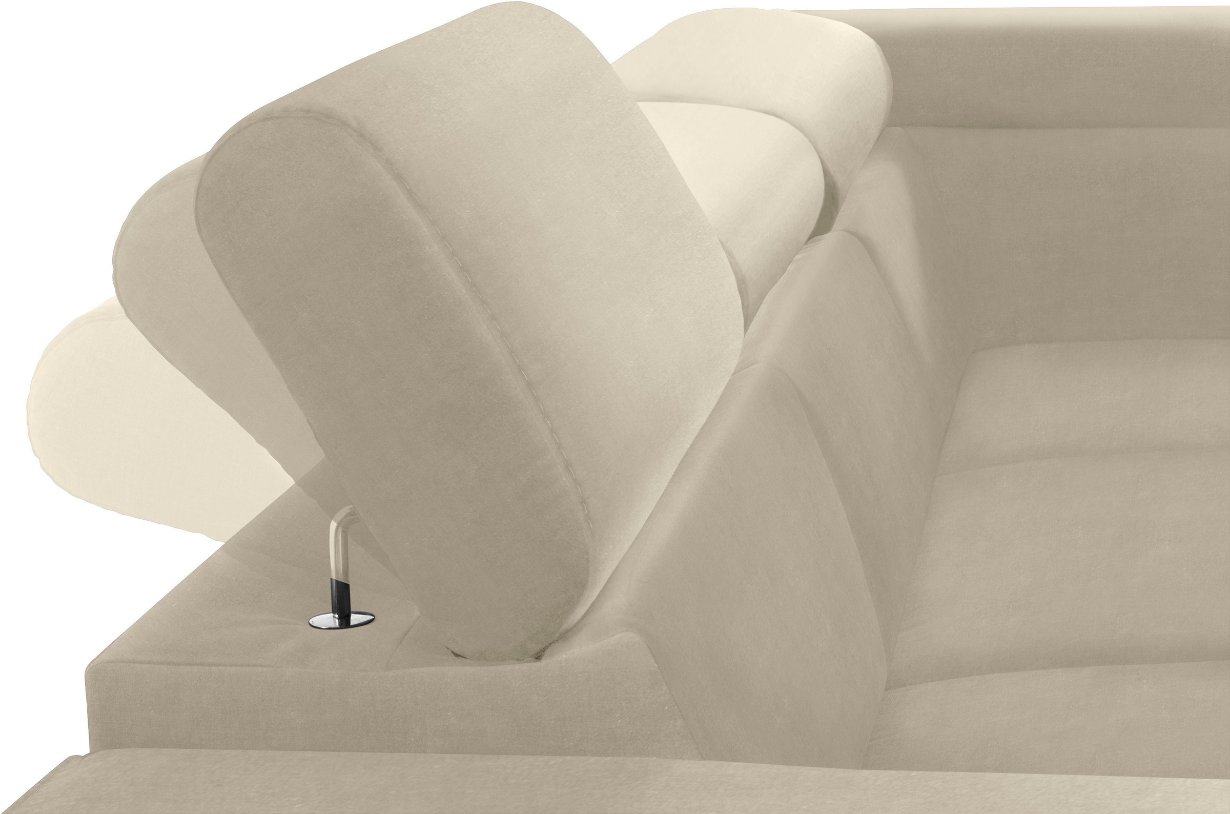 COTTA Polstergarnitur »Morven L-Form«, (Set), Set bestehend aus: Ecksofa mit Kopfteilverstellung & Hocker