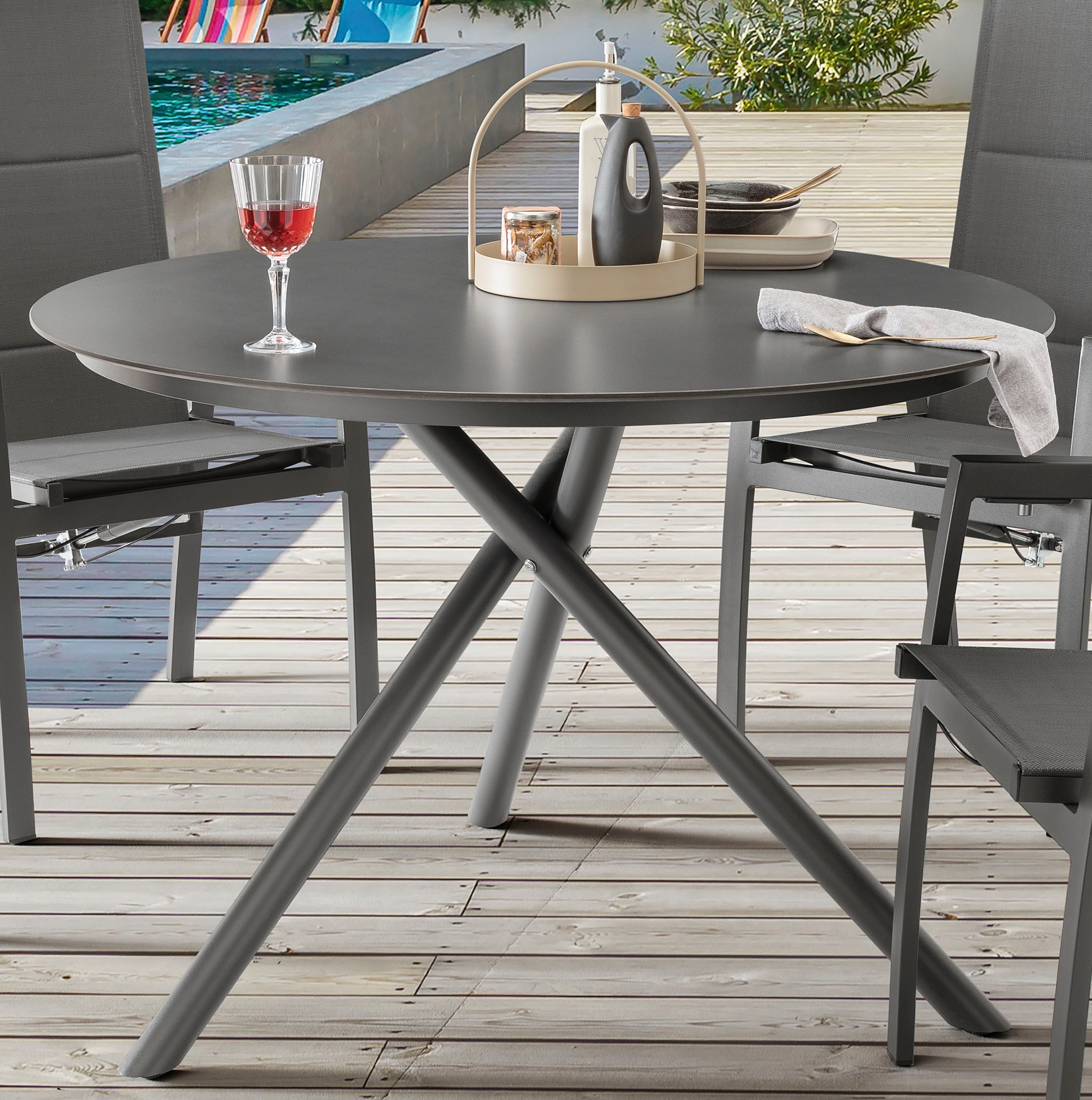 Destiny Garten-Essgruppe »COSTA BARLETTA« 5 Stk. tlg. 4 Hochlehner Textilene, 1 Tisch Ø 110x77 cm