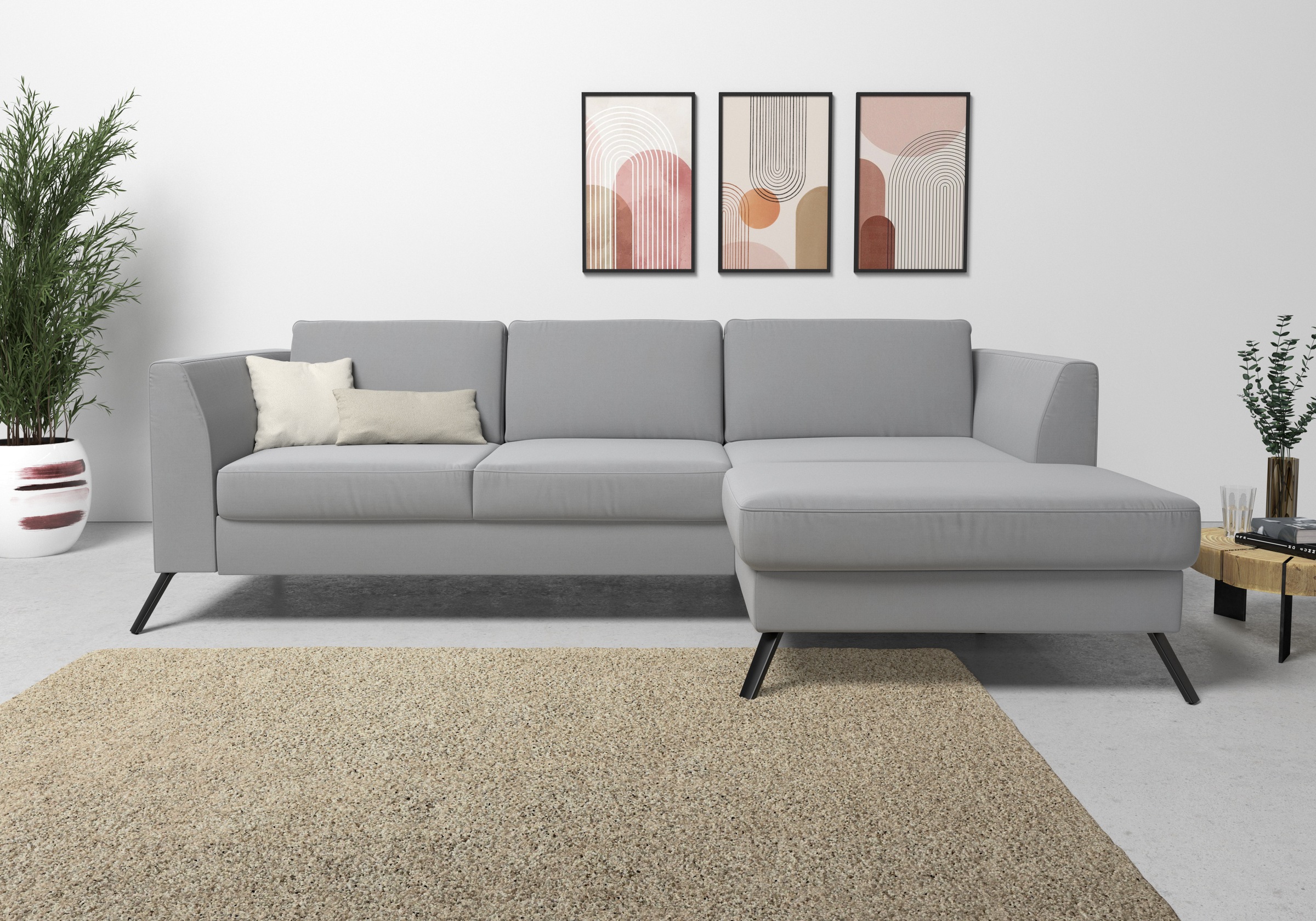 sit&more Ecksofa »Olsen L-Form«, inklusive Sitztiefenverstellung, wahlweise mit Bettfunktion, 15cm hoch