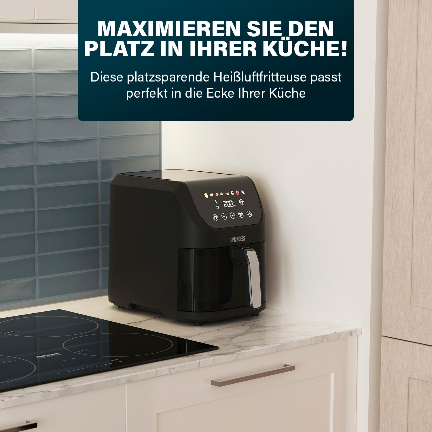 PRINCESS Heißluftfritteuse »182240 Slim Airfryer 5L -Platzsparendes Design - Ölfrei - 8 Programme«, 1500 W, Fassungsvermögen 5 l