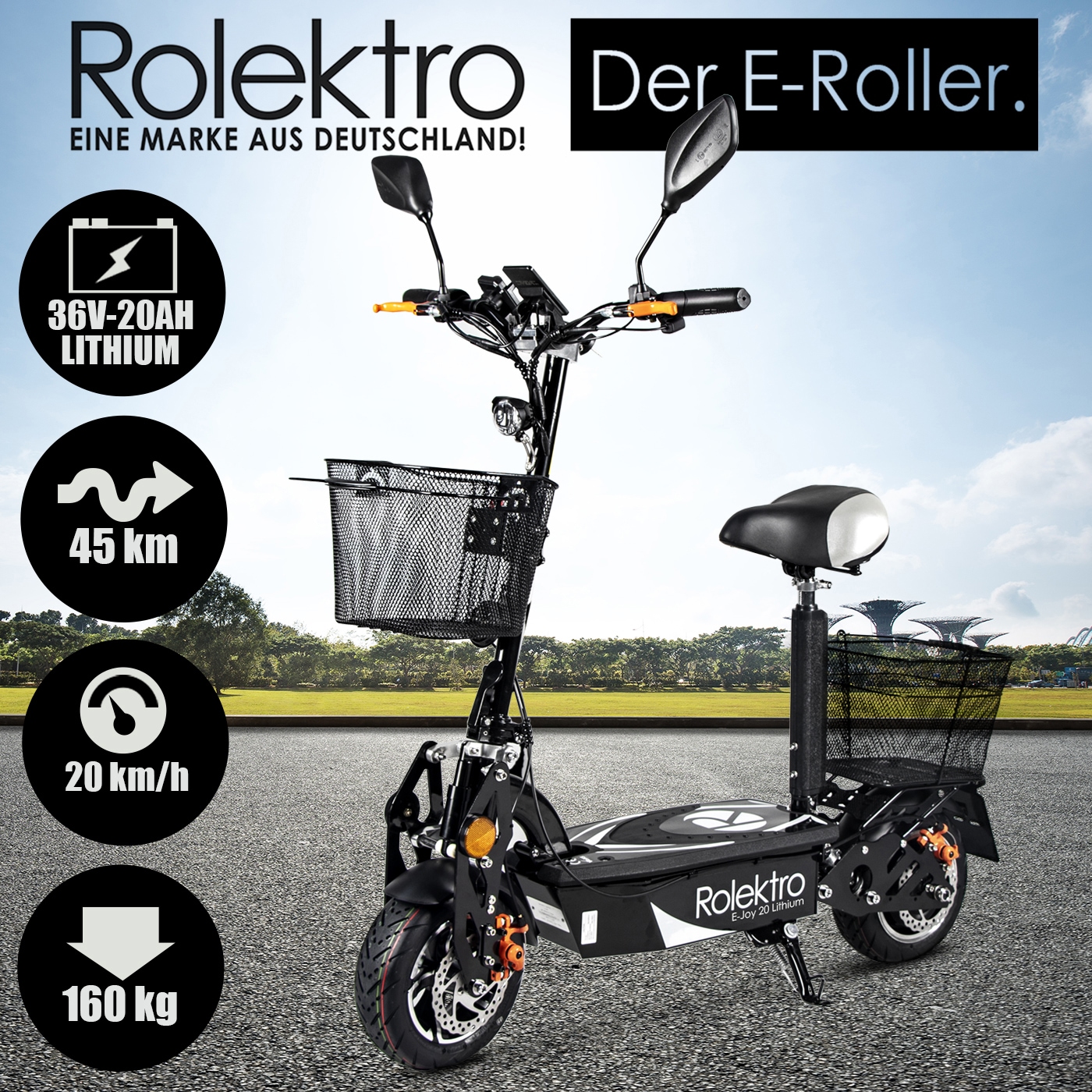Rolektro Sitzscooter »Rolektro E-Joy 20 Lithium«, 20 km/h, 45 km