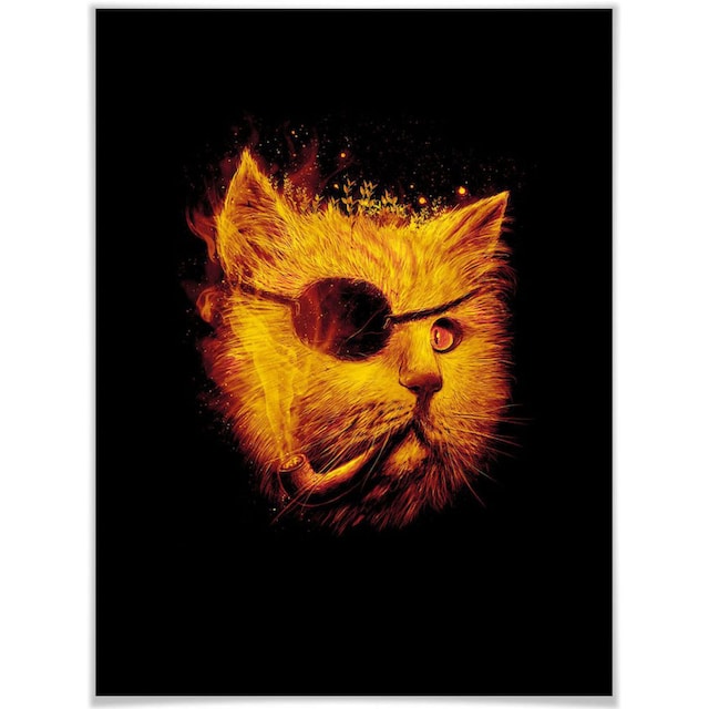 Wall-Art Poster »Katze Pirat Kater Dedektiv Schwarz«, Tiere, (1 St.), Poster,  Wandbild, Bild, Wandposter auf Raten kaufen