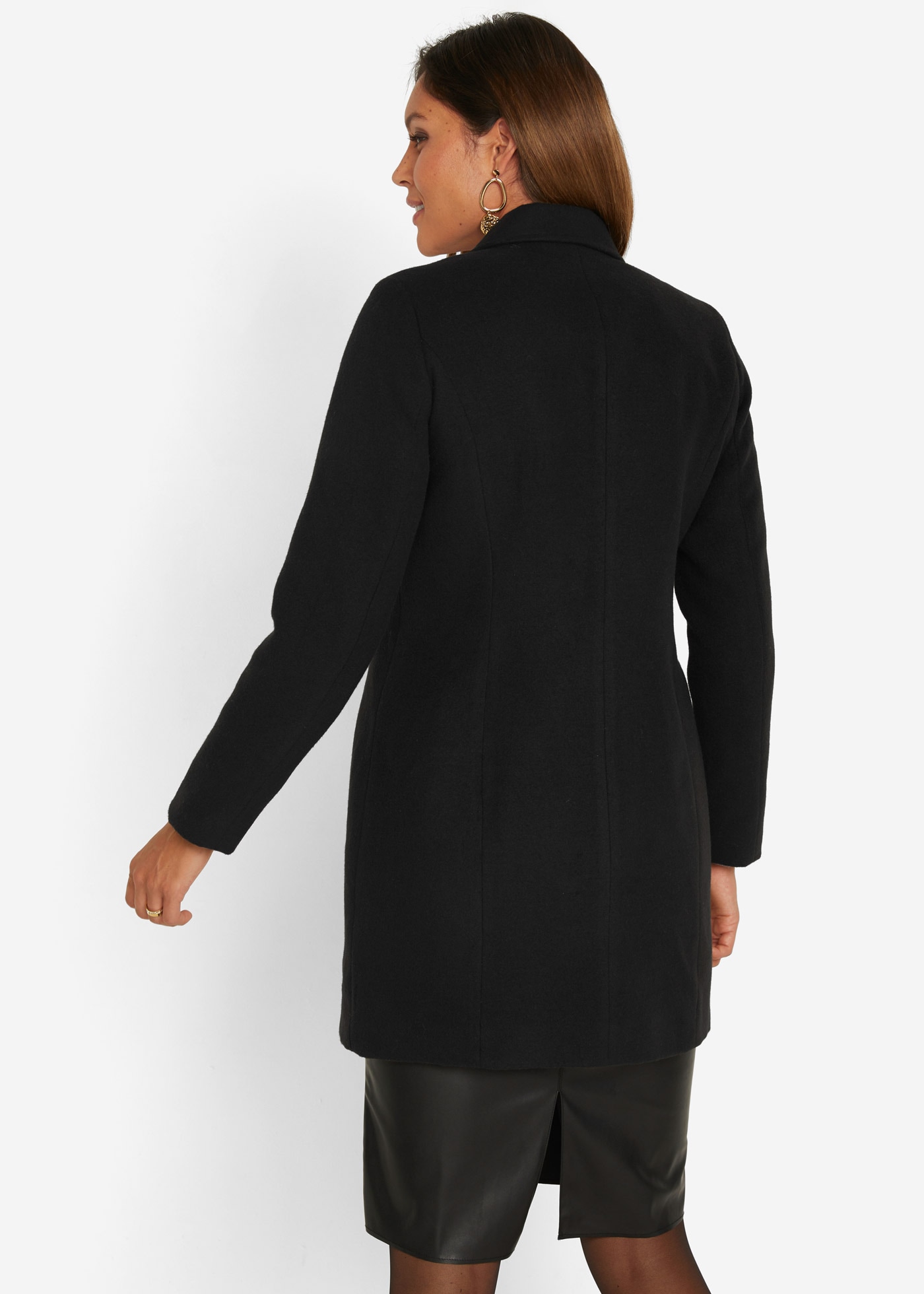 bonprix Kurzmantel im Blazer-Stil, mit asymmetrischem Zipper und Reversekragen