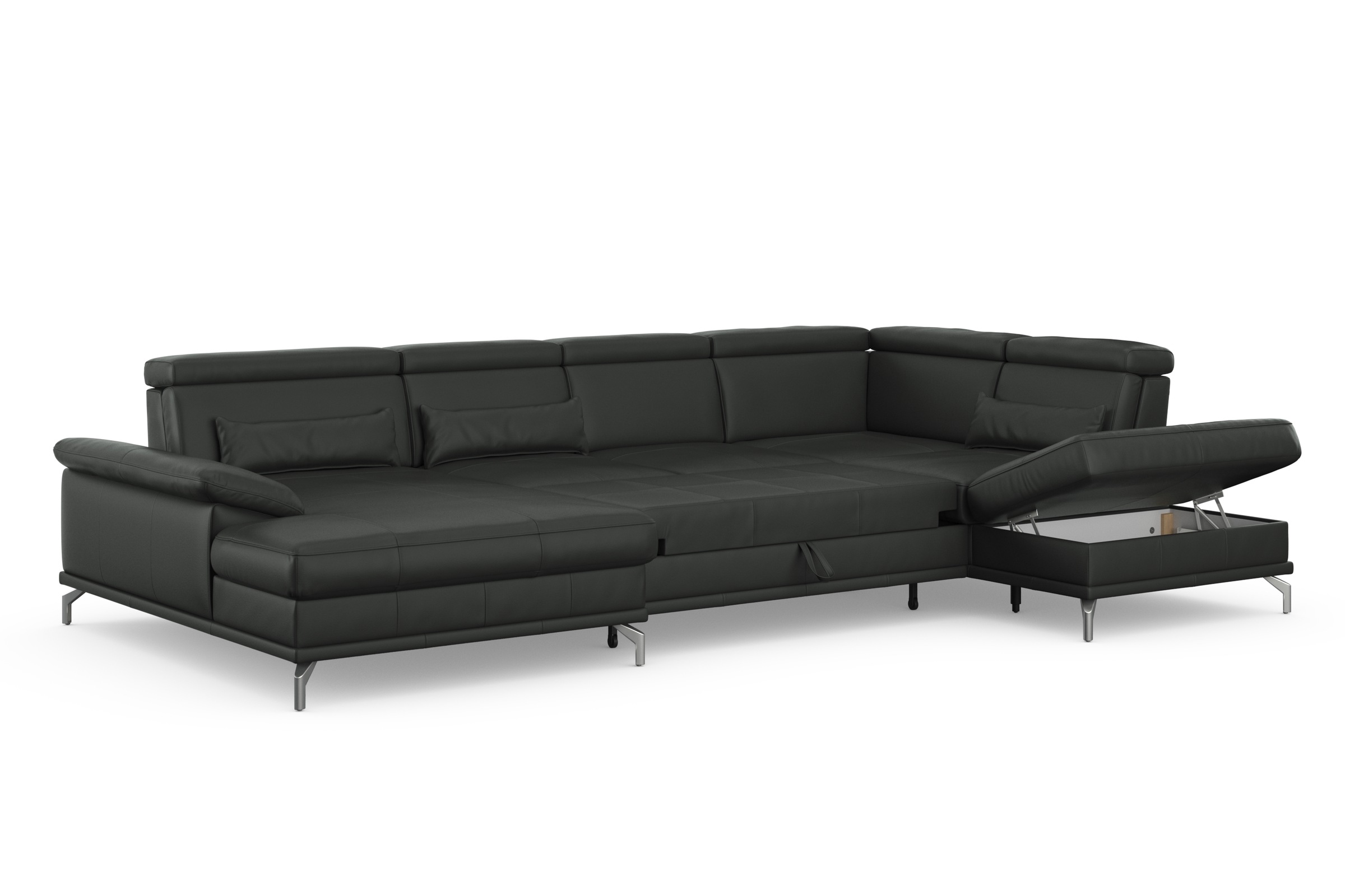 sit&more Wohnlandschaft »Cabrio U-Form, mit Sitztiefenverstellung, Arm- und Kopfteilverstellung«, 3 Nierenkissen, Federkern, optional Bettfunktion und Stauraum