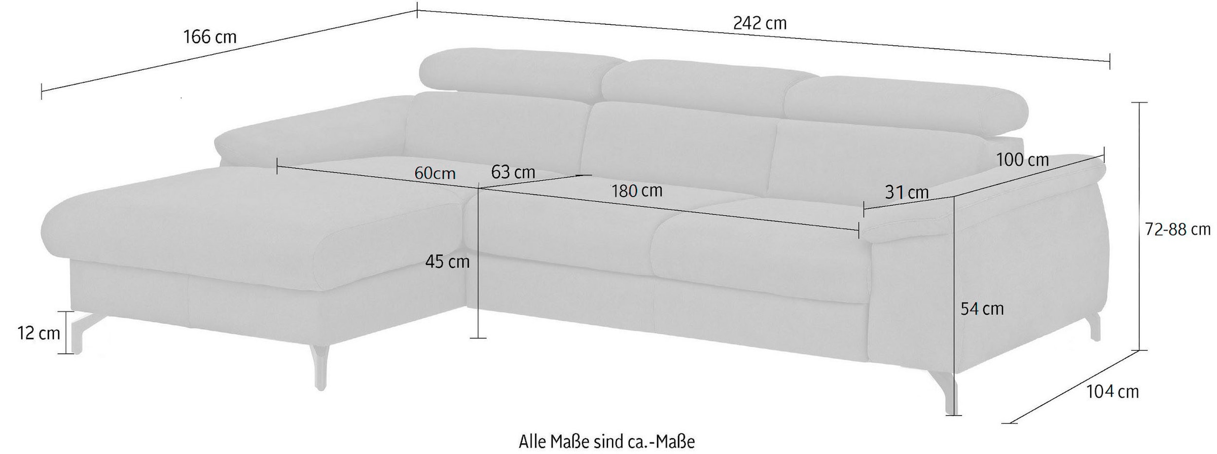 COTTA Ecksofa »Kitty L-Form«, inkl. Kopfteilverstellung, optional mit Bettfunktion u. Bettkasten