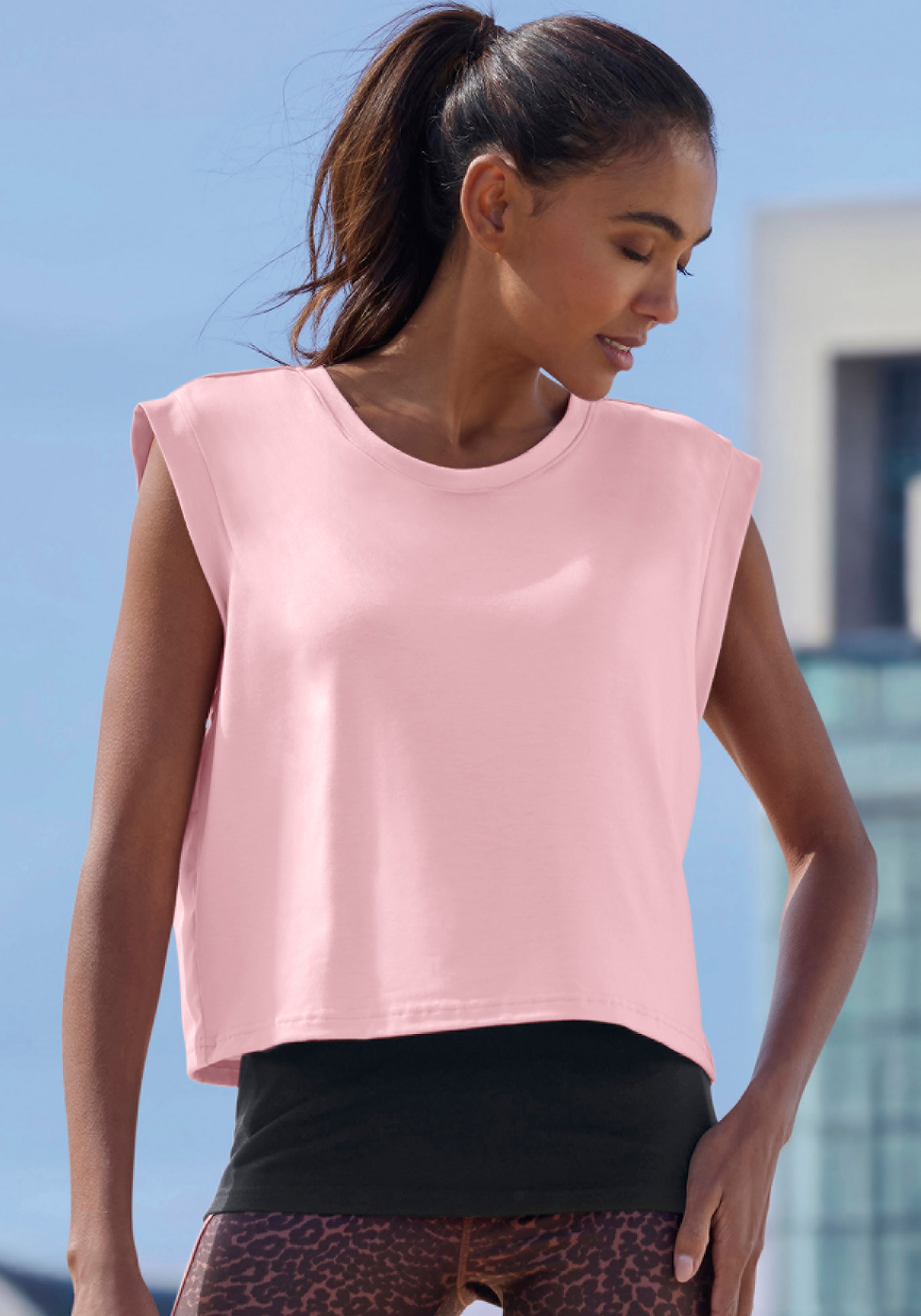 LASCANA ACTIVE 2-in-1-Shirt »Tropical« im doppellagigen Look