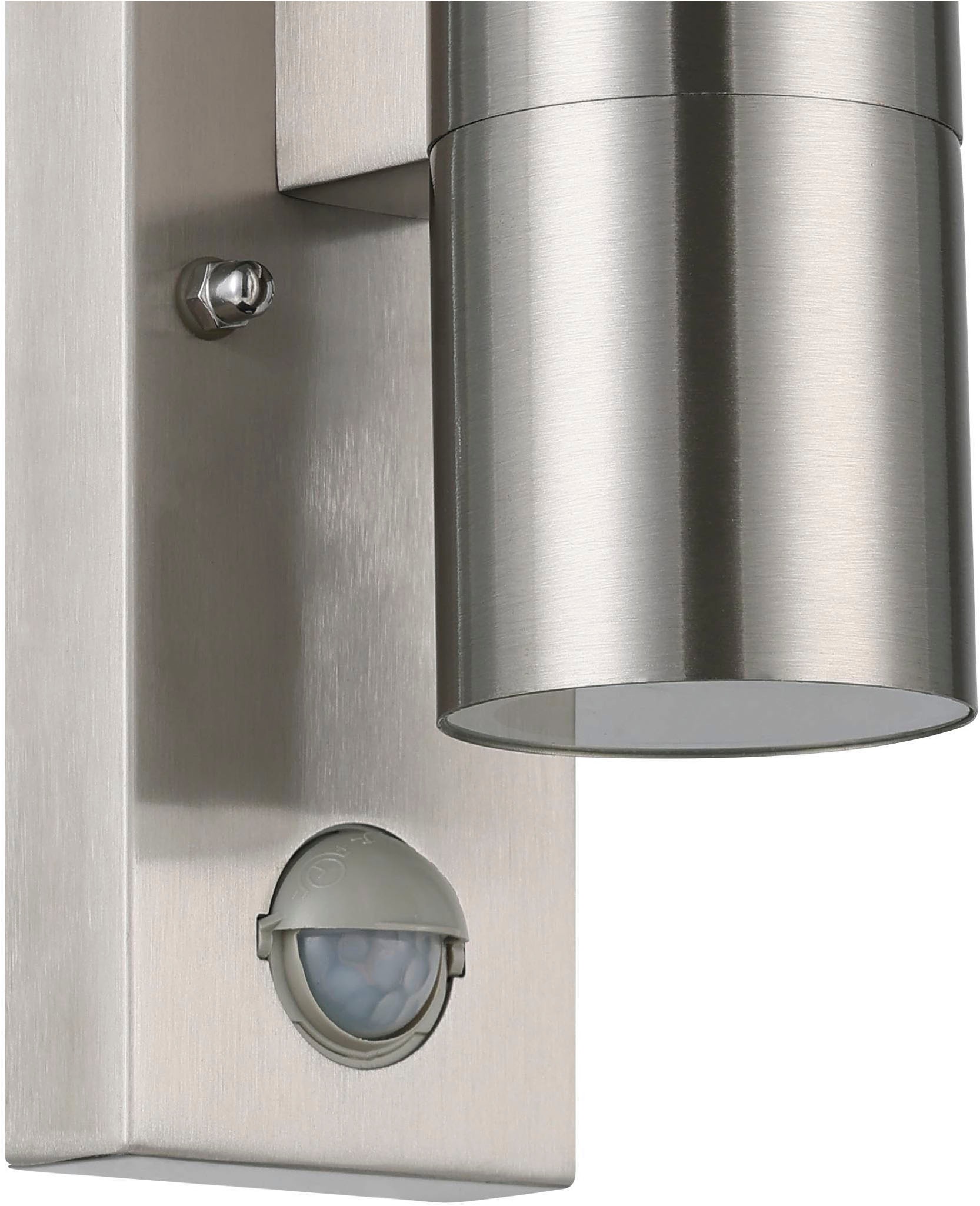 EGLO Wandleuchte »Riga 5 Außen-Wandlampe, Edelstahl und Glas, Außenleuchte, IP44 Lampe« GU10 1 Stk. Wand-/Deckenleuchte - L6,5 x H21,5 x AL11cm - edelstahl - 2X2,8W inkl.