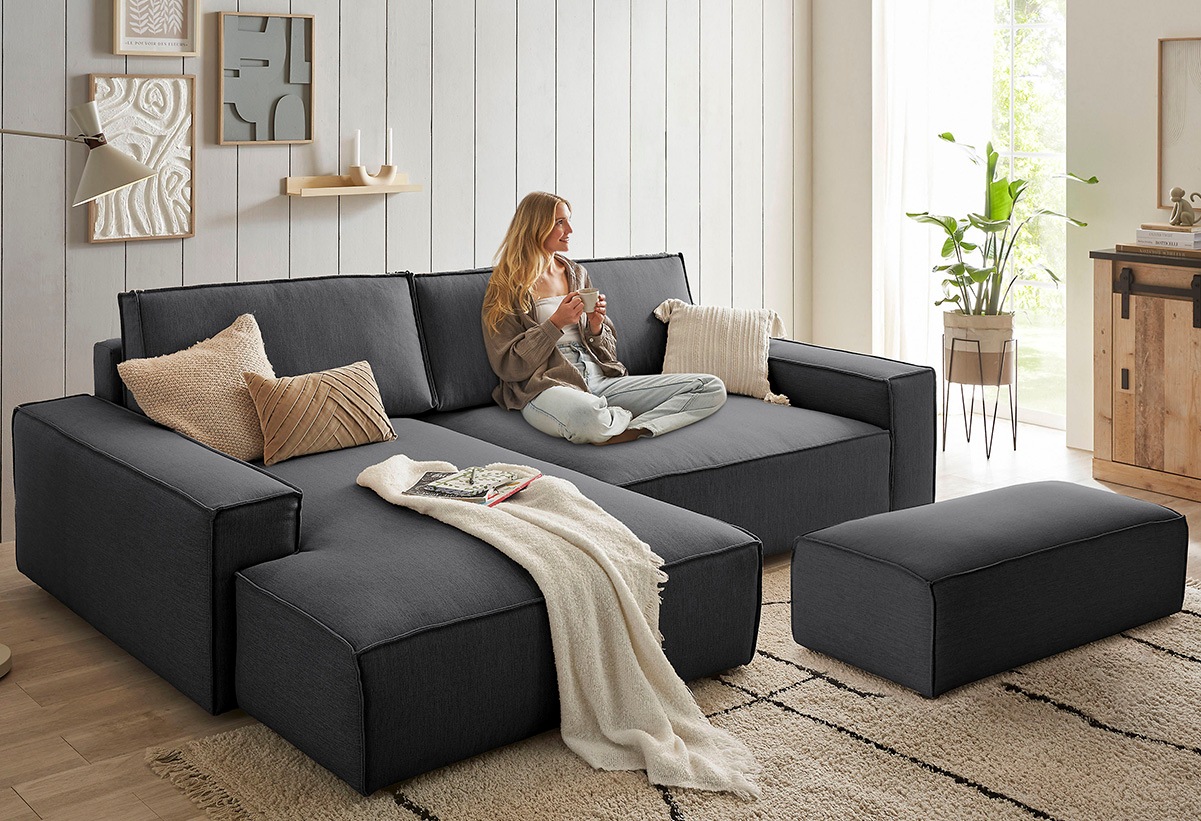 Home affaire Polsterecke »NEU: SHERWOOD XXL tief, L-Form mit Schlaffunktion günstig online kaufen