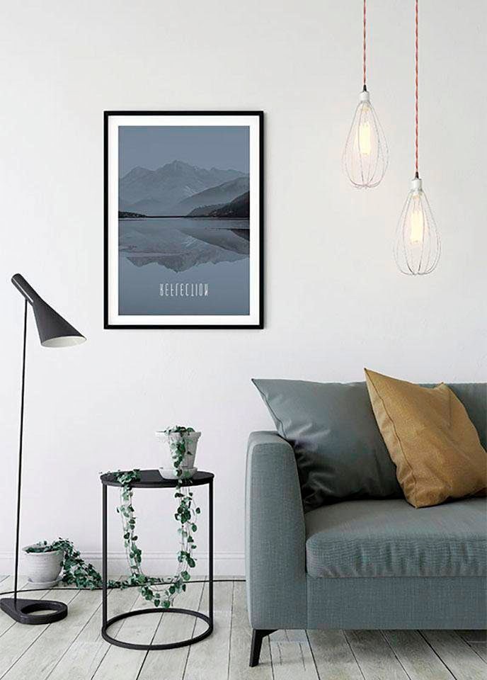 Komar Bild »Word Lake Reflection Steel«, Natur, (1 St.), Wandbild zur Dekoration - ohne Rahmen