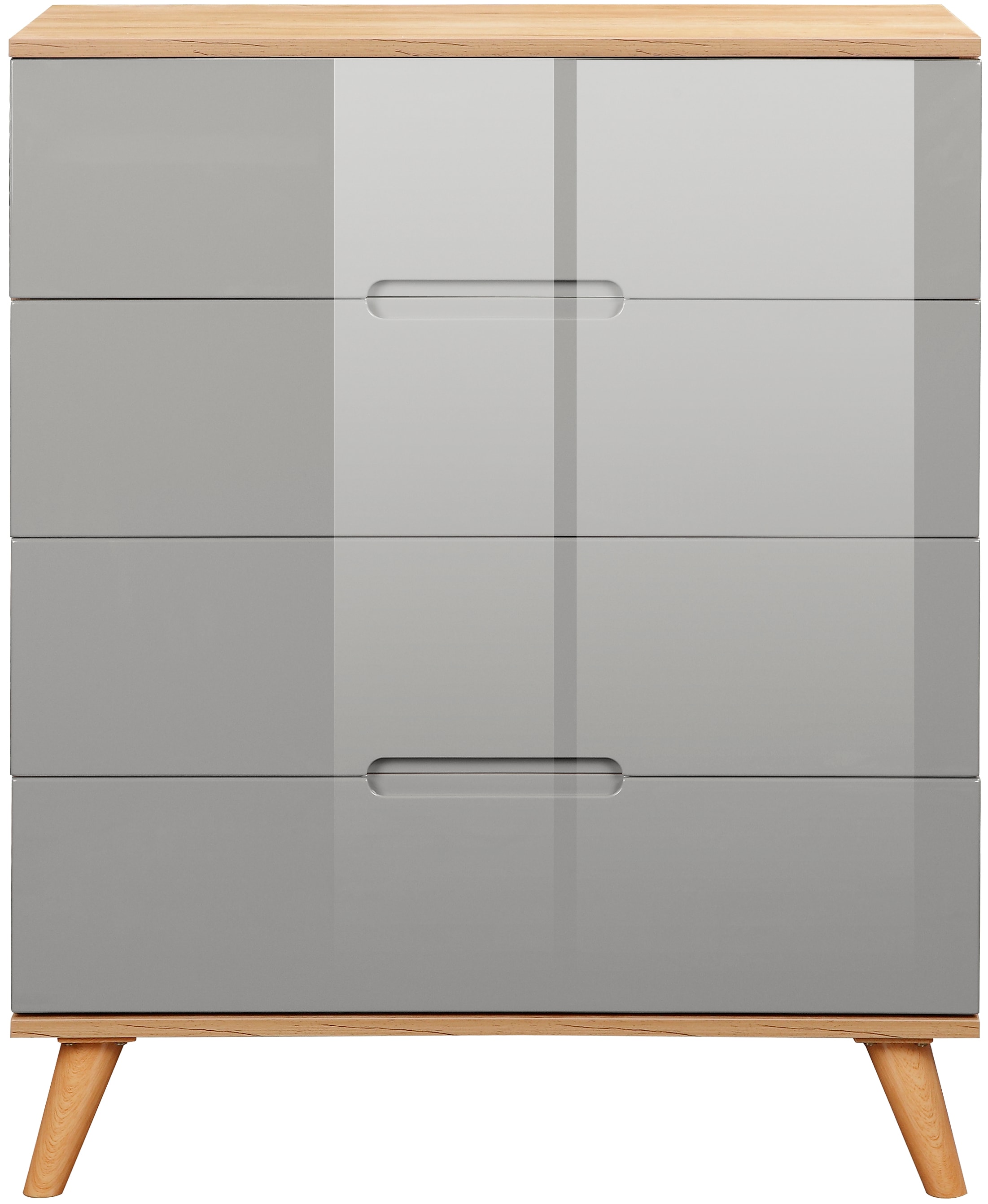andas Schubkastenkommode »Lund Schlafzimmerschrank Wäscheschrank mit hochglänzenden Fronten«, (Kommode mit 4 Schubladen für viel Stauraum), Schlafzimmerkommode Bestseller im skandinavischem Design