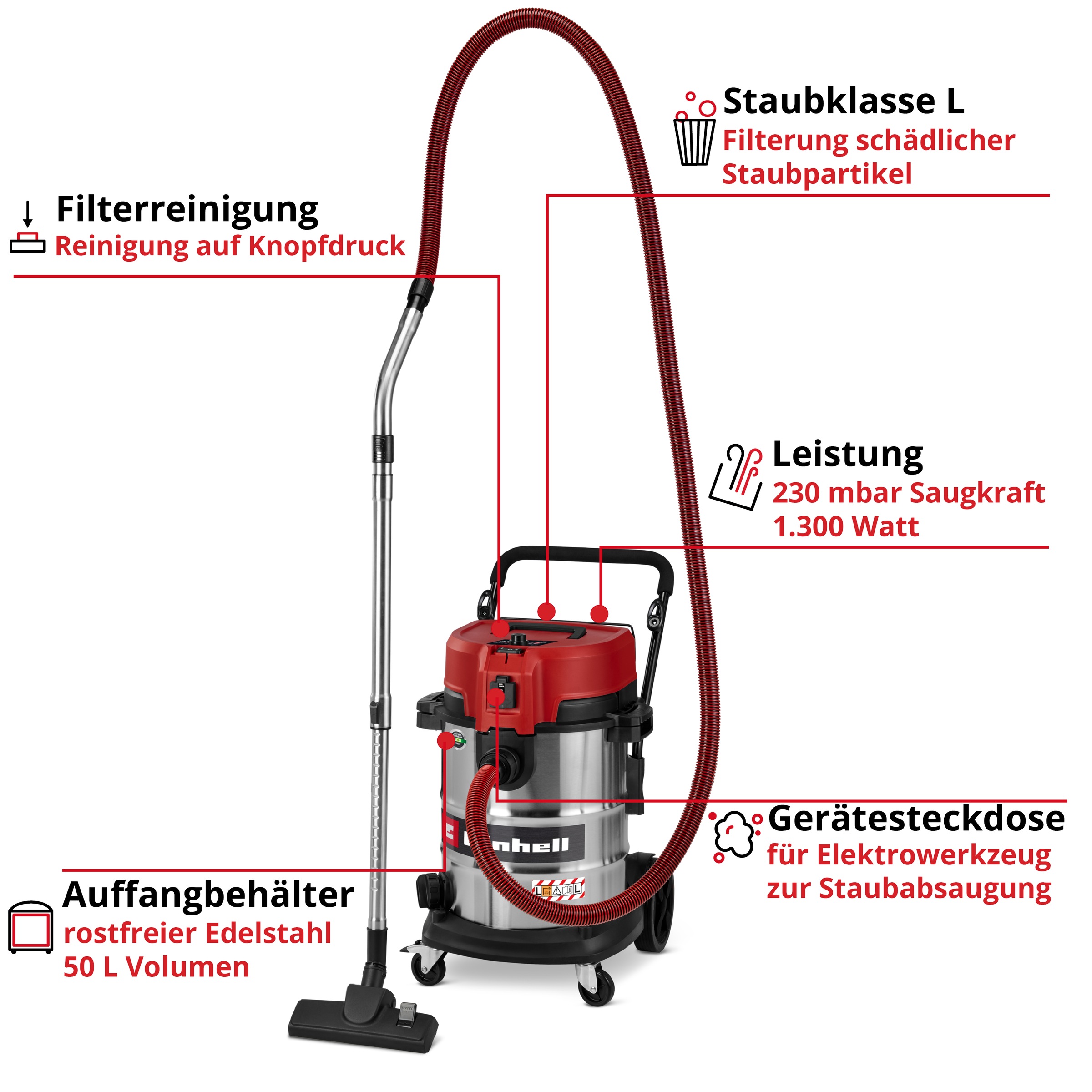 Einhell Nass-Trocken-Sauger »TE-VC 5090 SACL« Ohne Akku, ohne Ladegerät günstig online kaufen