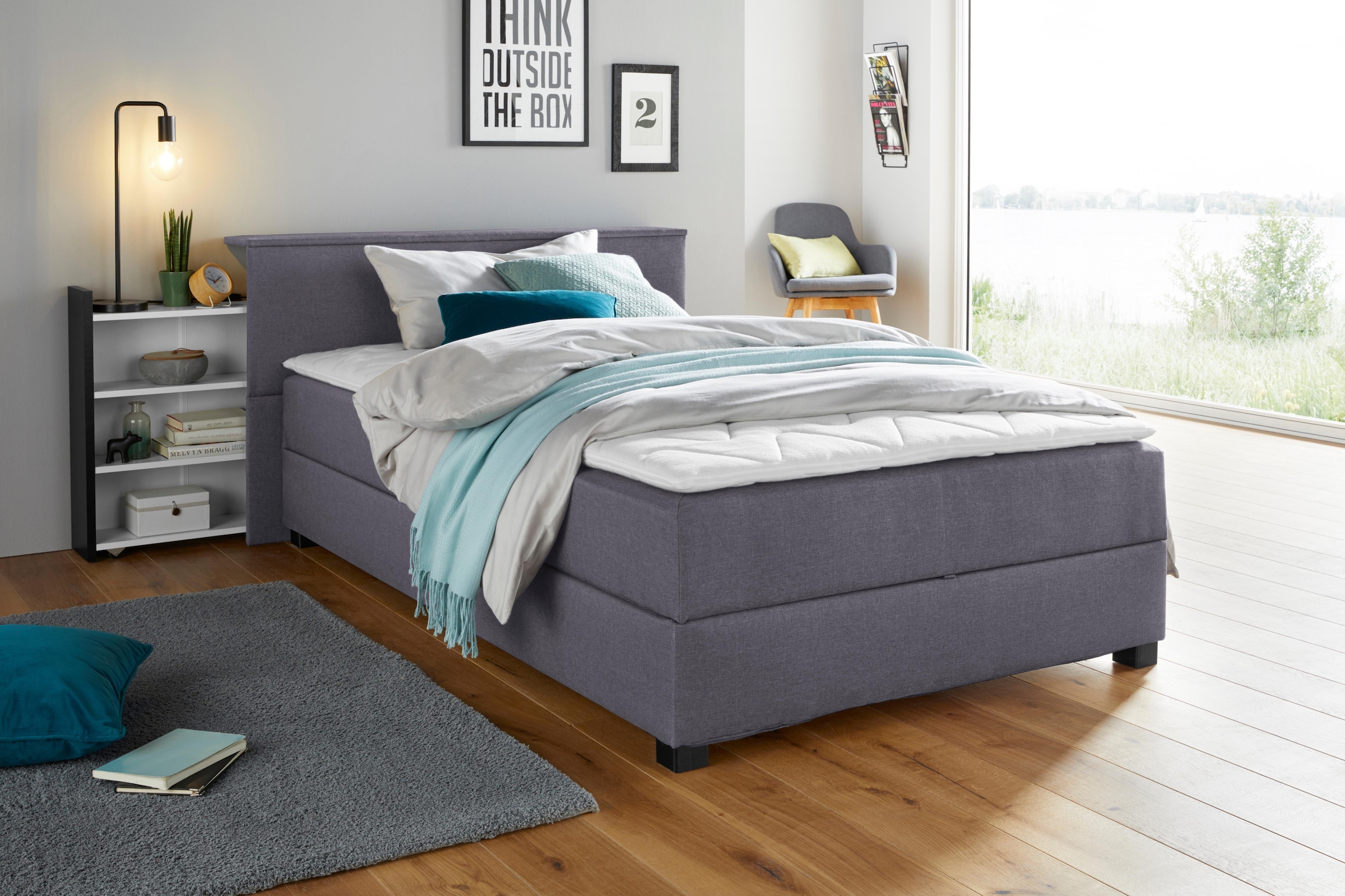 Bild von Breckle Northeim Boxspringbett, mit ausziehbarem Regal, Topper und Bettkasten