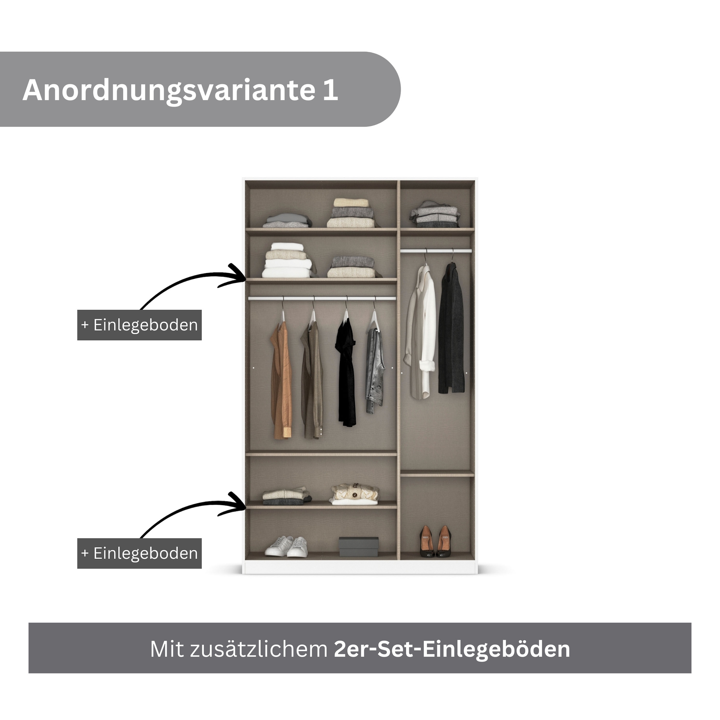 rauch Drehtürenschrank »Kleiderschrank Schrank Garderobe AGORDO mit Dekor- oder Hochglanzfront«, (in zwei Griff-Farben), durchdachte Innenausstattung, in 6 Breiten und 2 Höhen MADE IN GERMANY