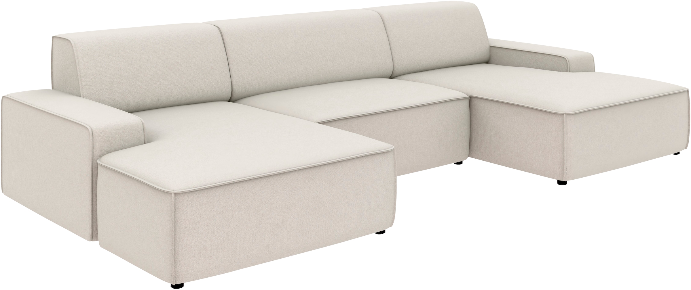 TRENDMANUFAKTUR Wohnlandschaft »Graz, wahlweise mit Sitzvorschub und Bettkasten, U-Form, Breite 329 cm« in Cord-, haustierfreundlichem LEO Struktur- oder LUMOS-3D-Bezug